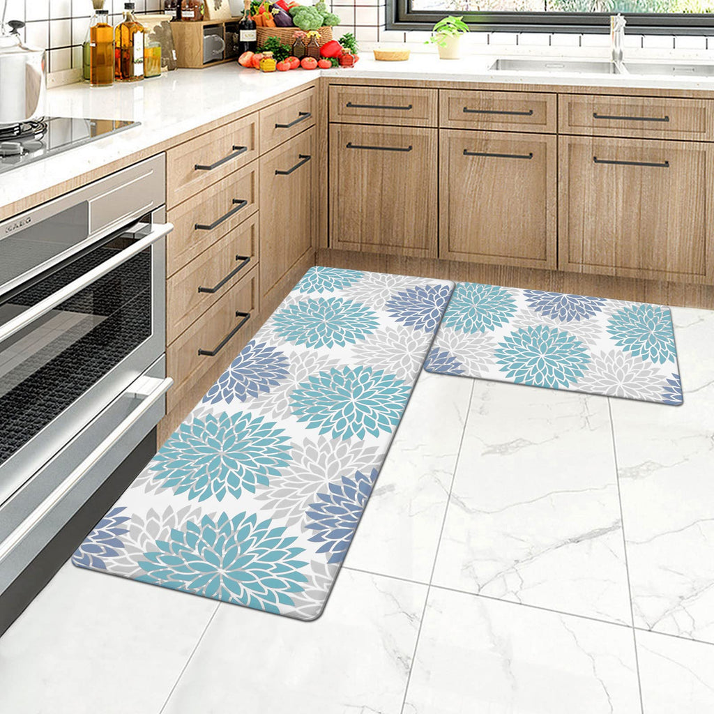 HEBE Anti Fatigue Kitchen Rugs Sets of 2, Non Slip Kitchen Mats for Floor, Waterproof Cushioned Comfort Standing Carpet for Kitchen Sink, Home Office, Laundry Room