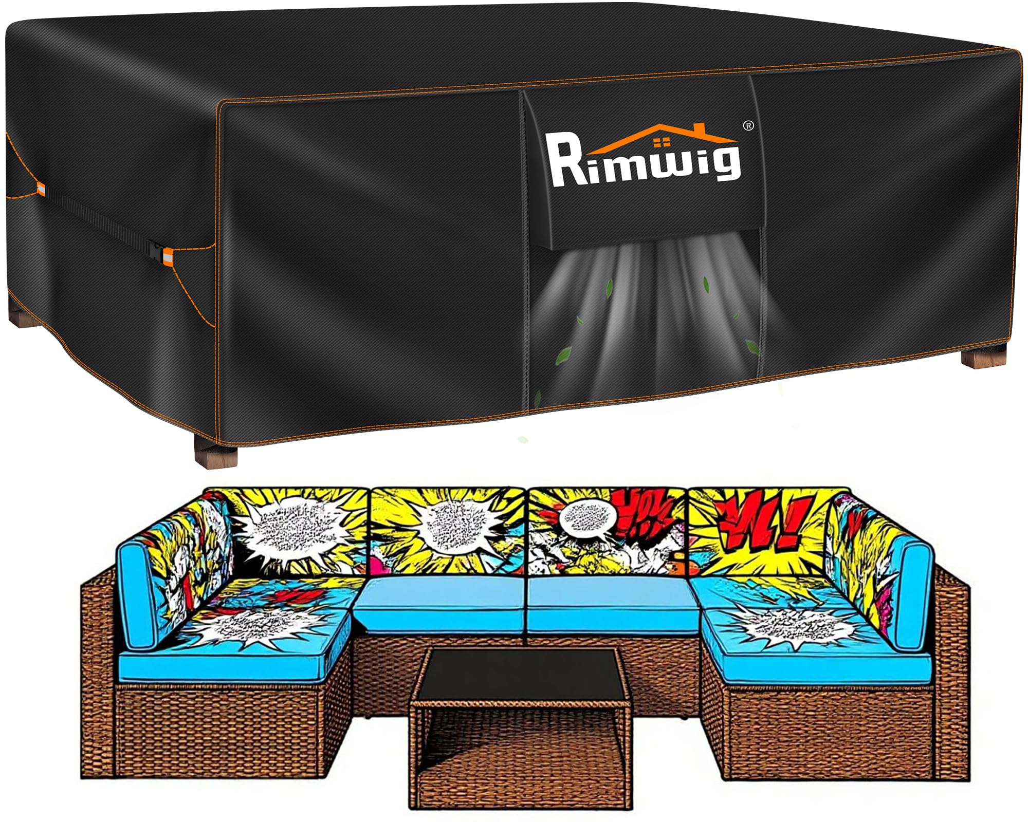 Extra large Patio Furniture Set Covers Waterproof, outdoor furniture covers clearance, Sectional Sofa Couch Set Covers, Outside Table Chair Set Cover Rectangular Heavy Duty 110" L x 57" W x 28" H