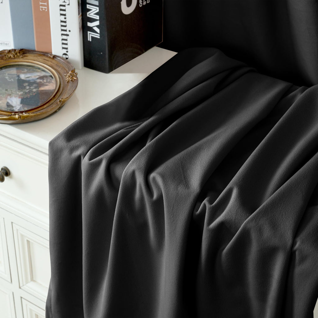 YoungsTex Velvet Black Out Curtains 63 Inches Long for Bedroom, Grommet Thermal Insulated Drapes Room Darkening Privacy for Living Room, Black, 2 Panels, 52 X 63 Inch
