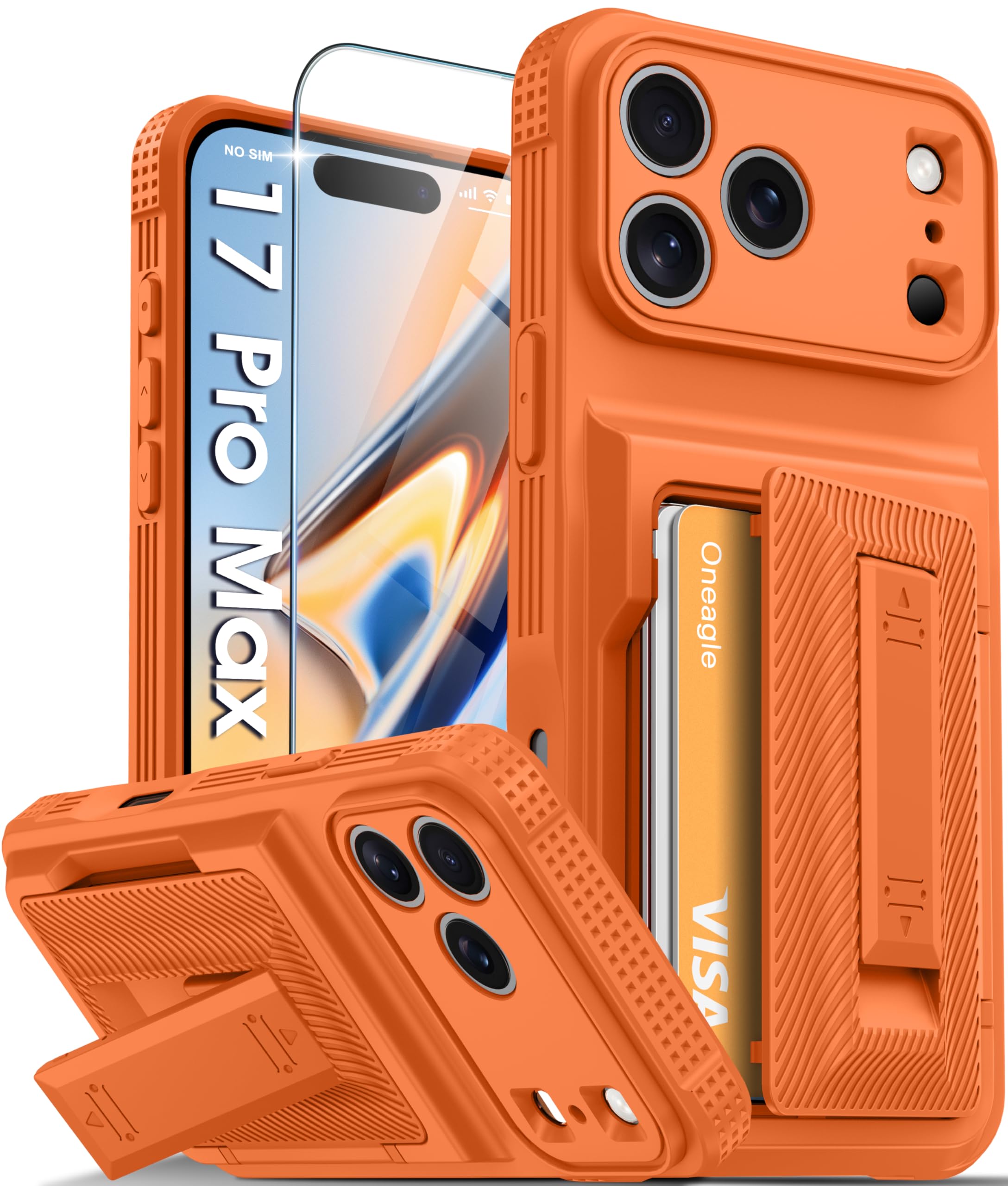 Oneagle Wallet for iPhone 16 Pro Max Case with Card Holder (4-5 Cards) [RFID Blocking] [Privacy Screen Protector] Full Camera Protection & Kickstand, 15FT Shockproof Phone Case for iPhone 16 Pro Max