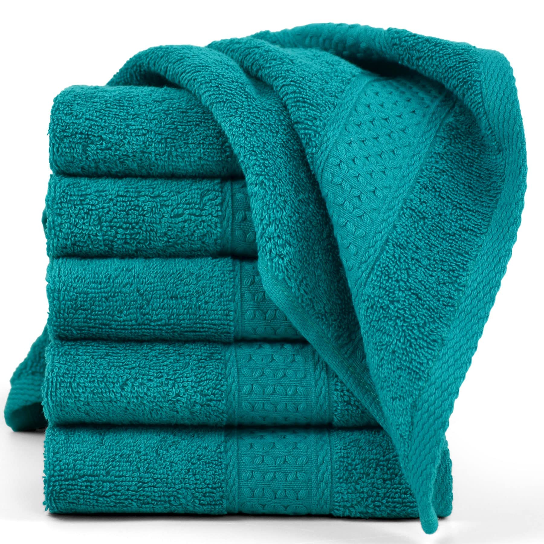 Cleanbear Face-Cloth Washcloths Set,100% Cotton, High Absorbent, 6-Pack 6 Colors, Size13 x13-deep Color