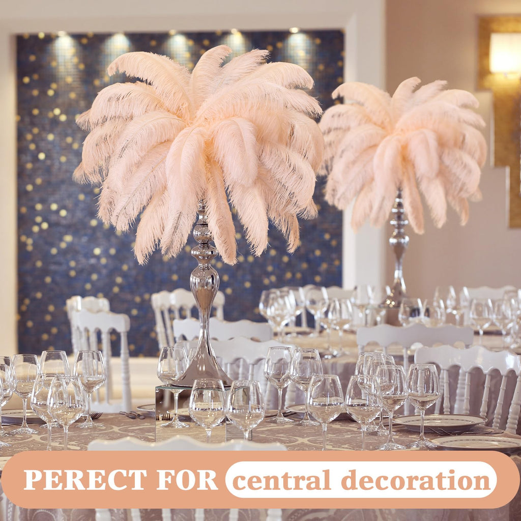 Retrowavy 50 Pcs 14-16 Inches Large Natural Ostrich Feathers Bulk for Centerpieces for Wedding Party Centerpieces Home Decoration Flower Arrangement (Black)