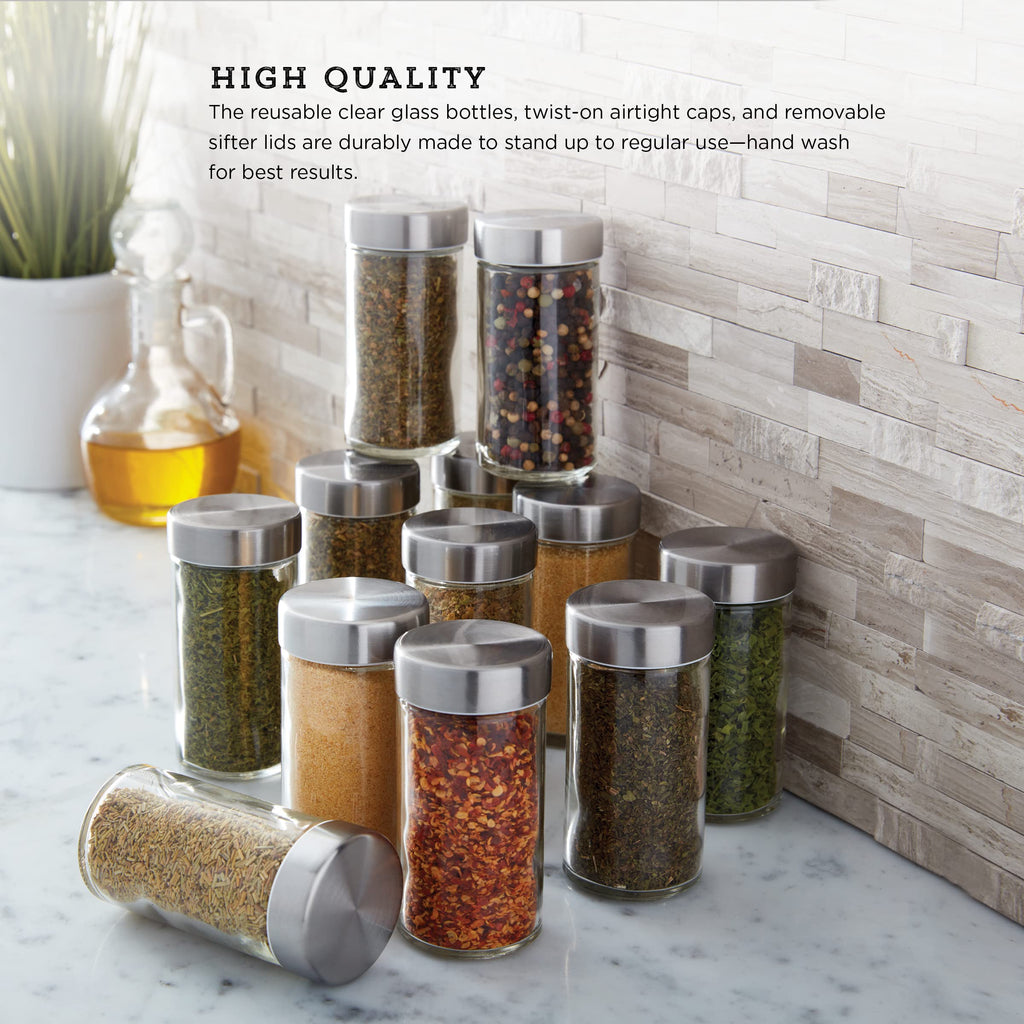 Kamenstein 5244227 Empty Jars With Black Cap, Set Of 12, 3-Ounce