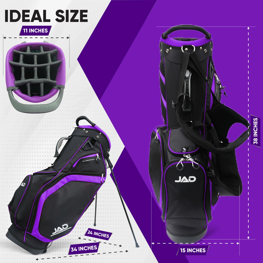 JAD Lightweight Womens Golf Bag, Golf Stand Bag for Women/Ladies, 14-Way Top Dividers, Ultra Lightweight, Large Pockets for Accessories, Durable Water Resistant
