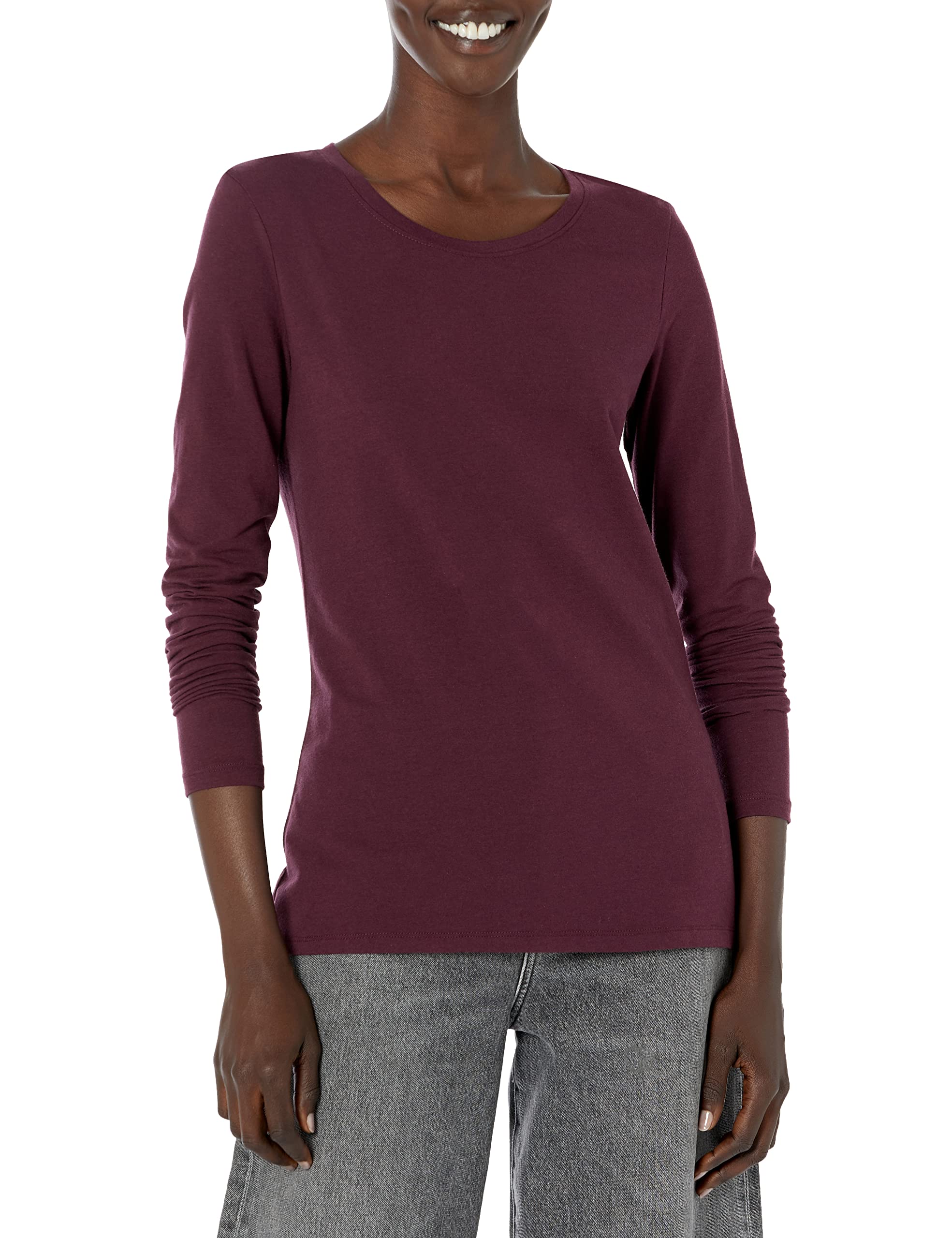 Amazon Essentials Women's Regular-Fit Long-Sleeve Crewneck T-Shirt (Available in Plus Size)