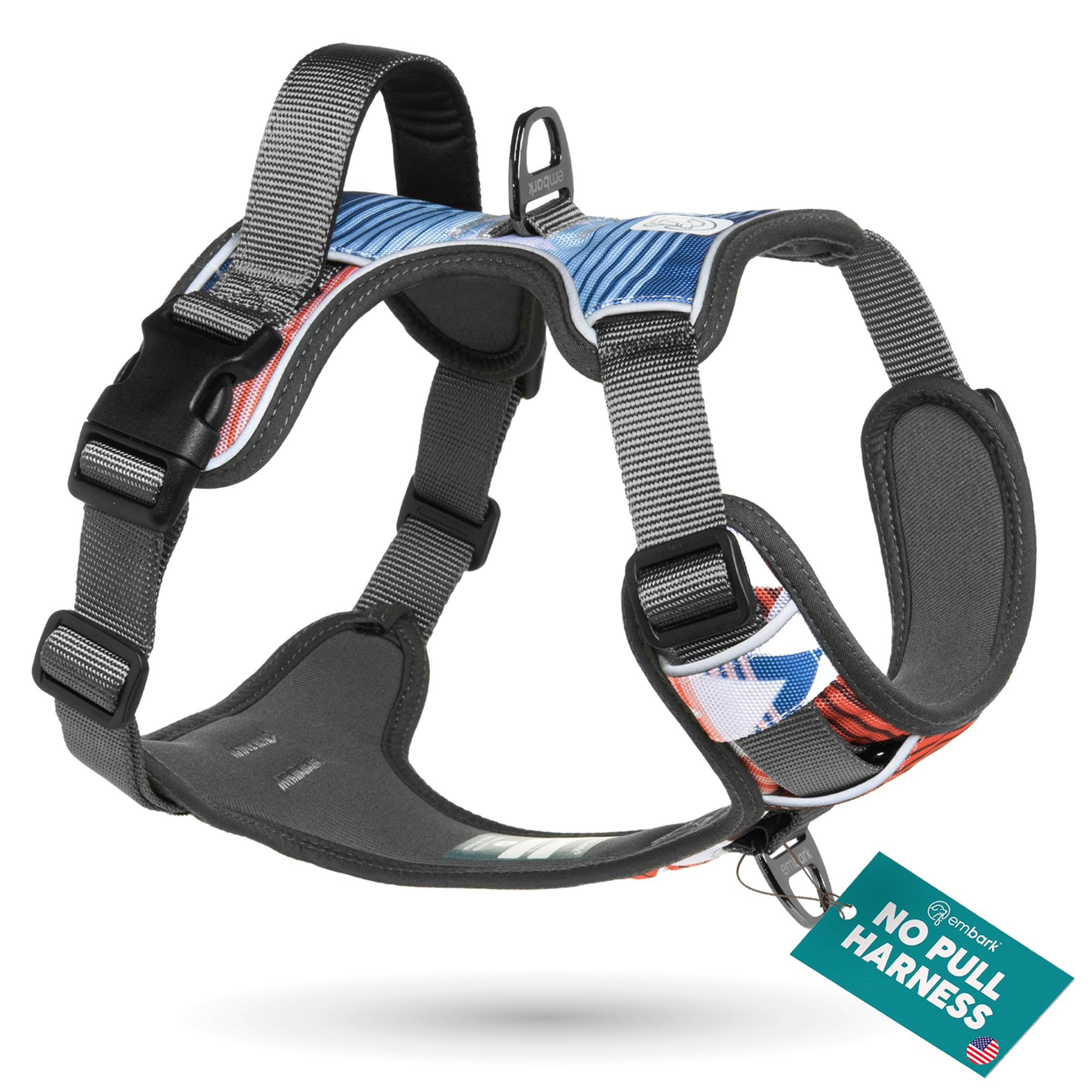 Embark Adventure Dog Harness for Small, Medium & Large Dogs – No Pull, Reflective Trim, Heavy Duty Oxford, 2 Leash Clips, Gel-Lined Handle, Soft Padded