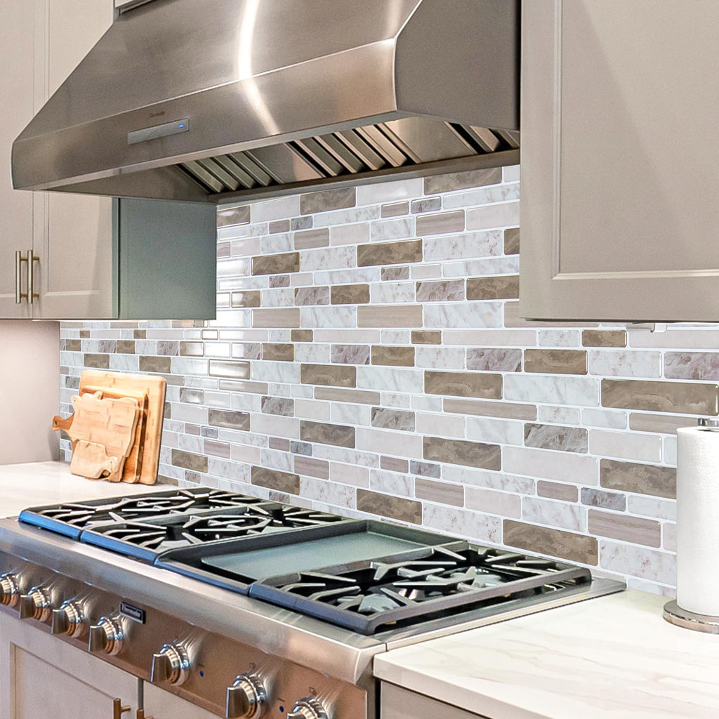 WOWSTAR 10-Sheet Peel and Stick Backsplash Tile for Kitchen, Back Splash Stick On Tiles for Kitchen Wall (Sand)