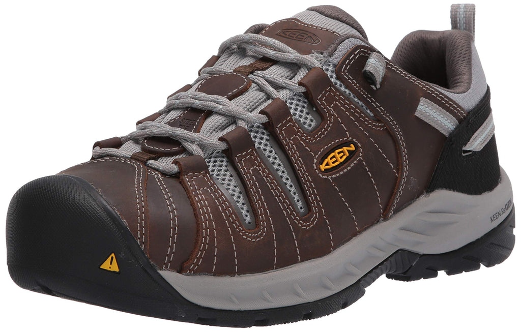 KEEN Utility Women's Flint 2 Low Height Leather Steel Toe Work Shoes, Magnet/Rose, 8 Wide US