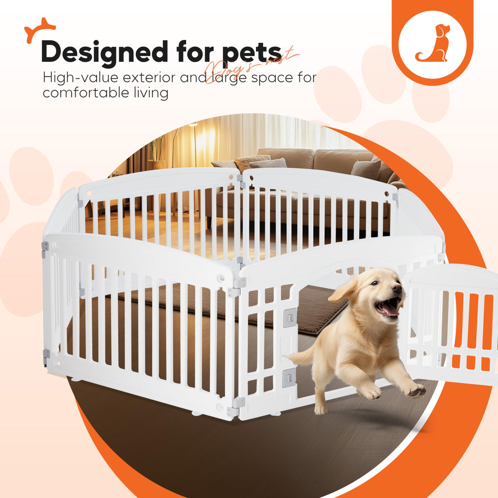 Dog Playpen 24 Inch 8 Panels, Ideal Dog Fence for Puppy/Small Dogs Indoor & Outdoor Bliss, Perfect Dog Pen for Camping, Yard, RV, Garden Fence, Black