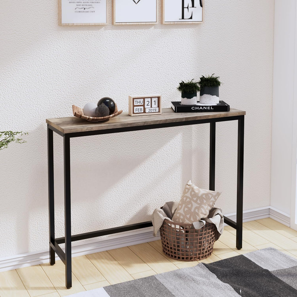 Timberer 39.4” Console Table, Hallway Entrance Table Sofa Table Behind Couch, for Living Room, Entryway, Easy Assembly, Accent Table, Black