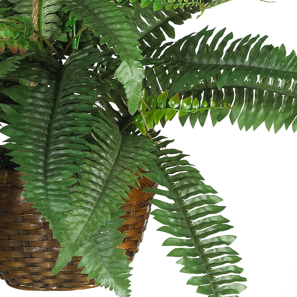 Nearly Natural 6599 18in. Boston Fern Artificial Plant in Hanging Basket, Green,29" x 29" x 18"