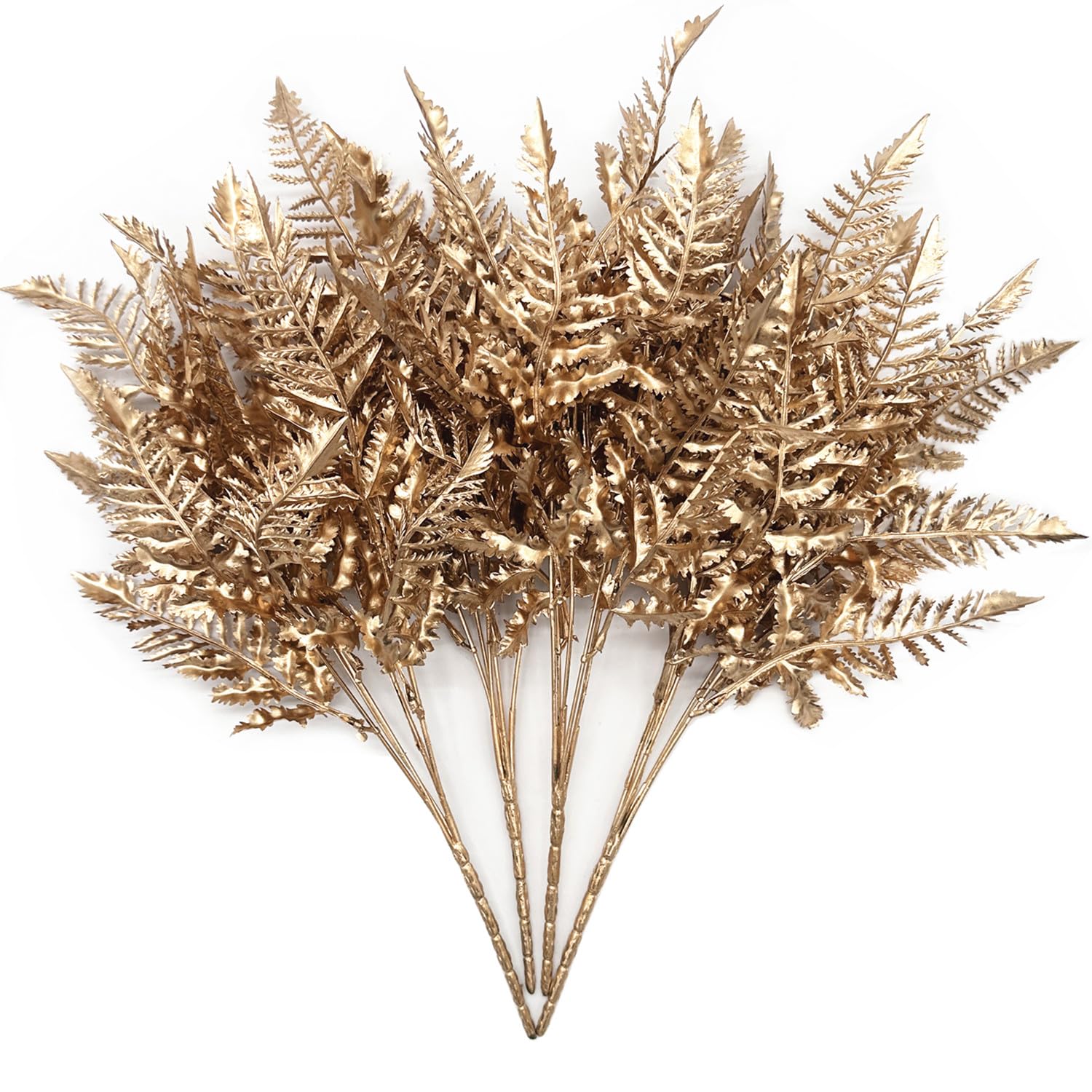 Christmas Decor Artificial Plants, PASYOU Gold Fake Antlers Plastic Grass Shrubs Leaves Indoor Outdoor Home Garden Party Hotel Verandah Wedding Event Faux DIY Decoration - 30 Inch Golden 2 Bunches