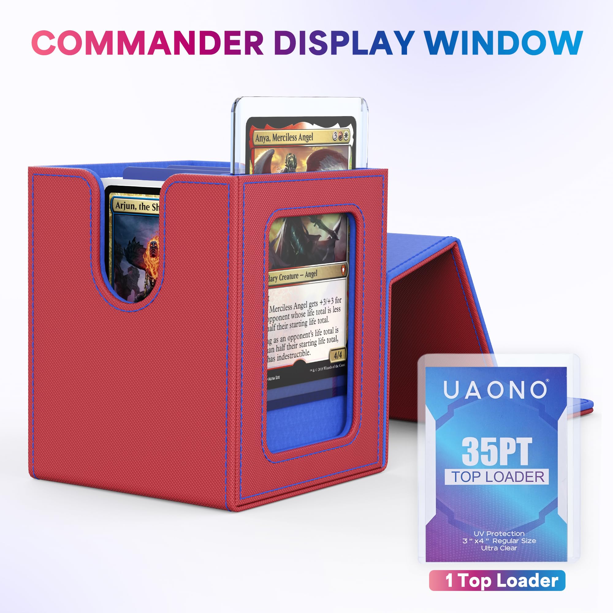 UAONO 4 Pack MTG Commander Deck Box, Independent Commander Display, Fits 400 Double-Sleeved Cards, Magnetic Deck Case for Magic the Gathering TCG, 8 Dividers & 4 Top Loaders (4 Color)