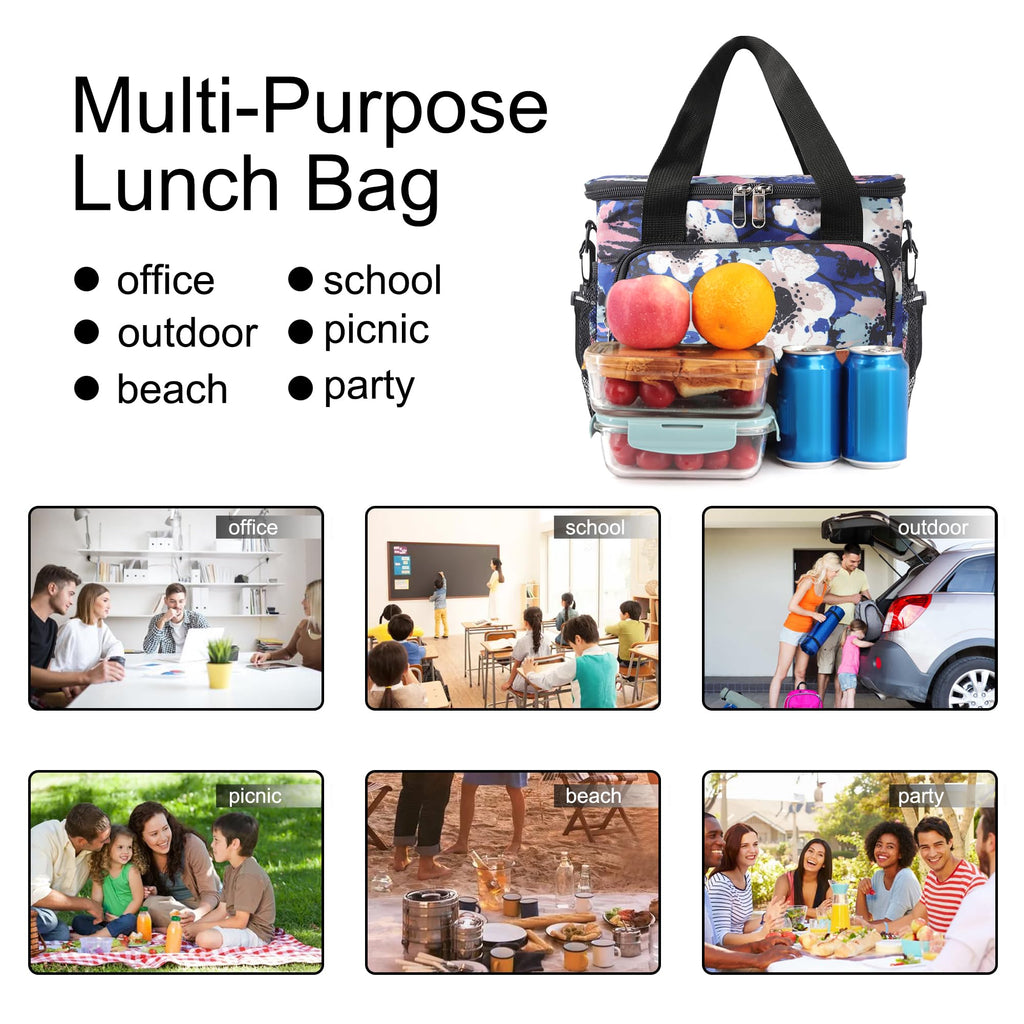 Femuar Lunch Bags for Women/Men, Insulated Lunch Bag for Work Office Picnic - Large Lunch Cooler Bag Leakproof Lunch Box with Adjustable Shoulder Strap for Adults - Grey (15L)