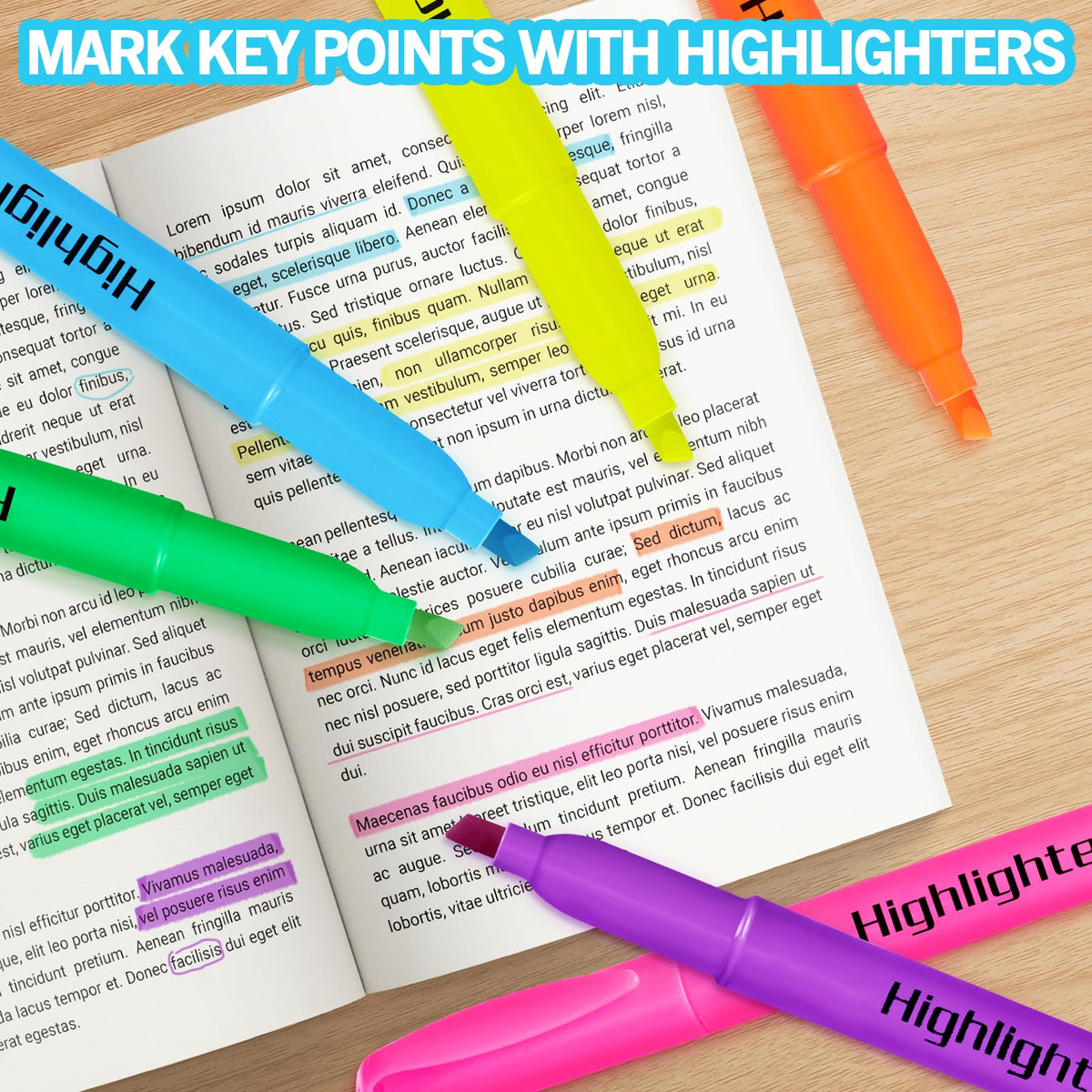 Duchong Highlighters Bulk, 150 Highlighters in 6 Assorted Colors, Chisel Tip Dry-Quickly Highlighter Markers, Office Classroom Must Have, Back to School Supplies for Adult Kids Teachers