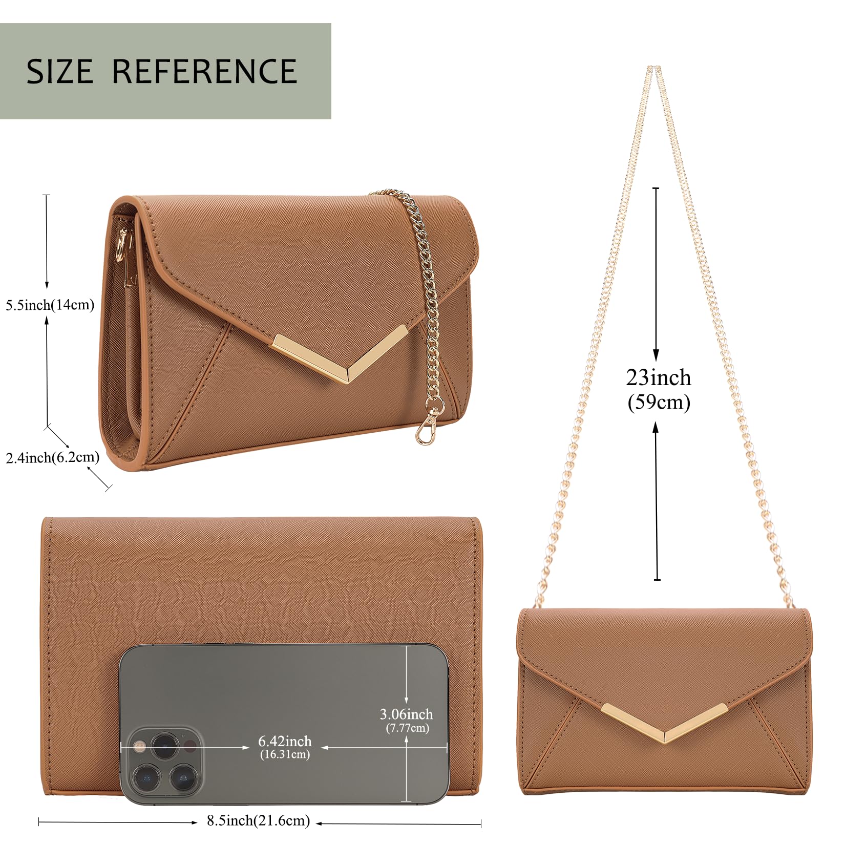 DEXMAY Women Envelope Clutch Faux Saffiano Leather Evening Handbag Foldover Clutch Bag Formal Dressy Purse