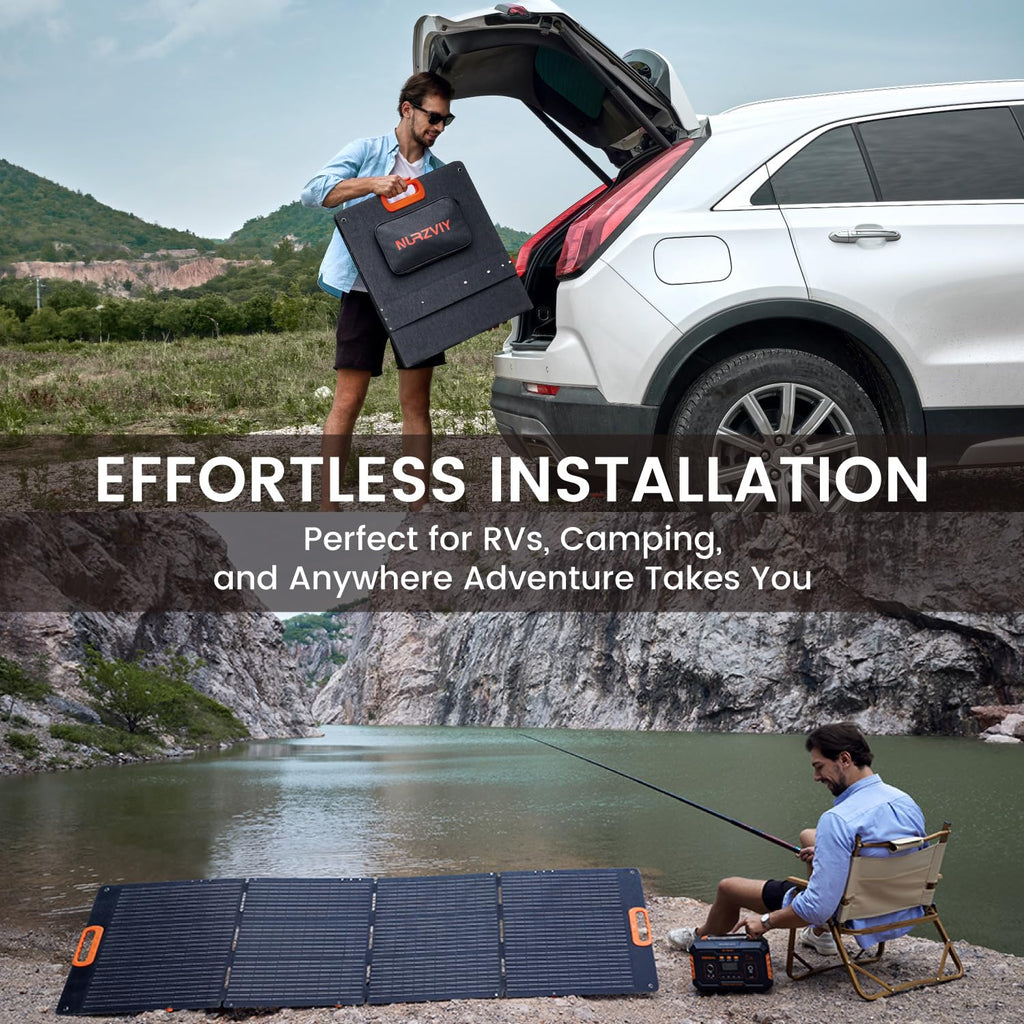 Portable Solar Panel 80 Watt for Power Station, IP67 Waterproof Foldable Solar Cell Solar Charger w/ XT60 Anderson DC 8mm 7909 5521 Connector for Camping, RV, Off Grid Living