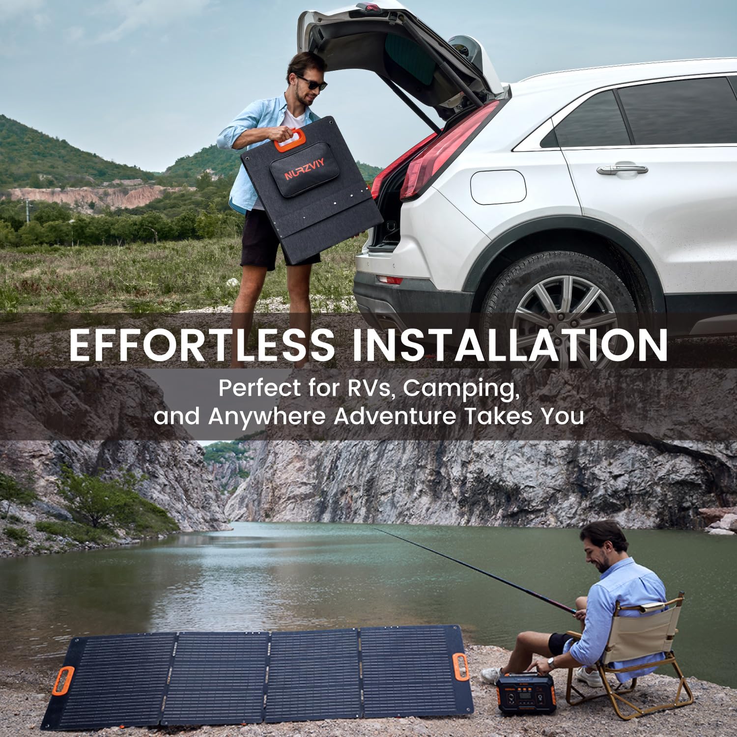 Portable Solar Panel 80 Watt for Power Station, IP67 Waterproof Foldable Solar Cell Solar Charger w/ XT60 Anderson DC 8mm 7909 5521 Connector for Camping, RV, Off Grid Living
