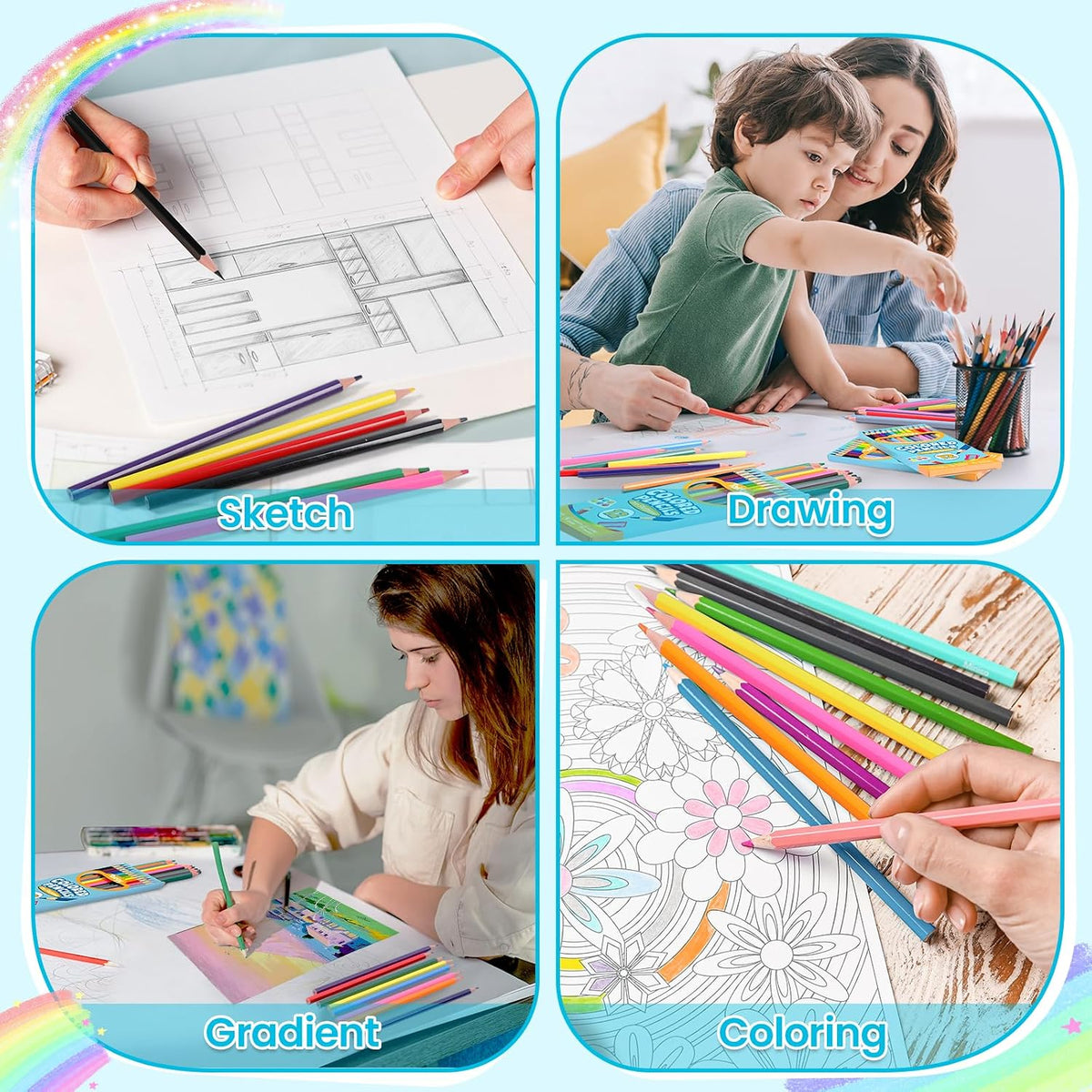 144 Count Colored Pencils for Kids, 12 Packs Colored Pencils Bulk 12 Colors