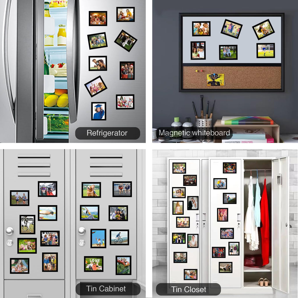 STTMGN Magnetic Picture Frames with Black Border(2.5"X3.5",12 Pack),Mini Wallet Size Magnet Photo Sleeves Pockets/Holder,Decorations for Home/Office/School/Classroom/Party