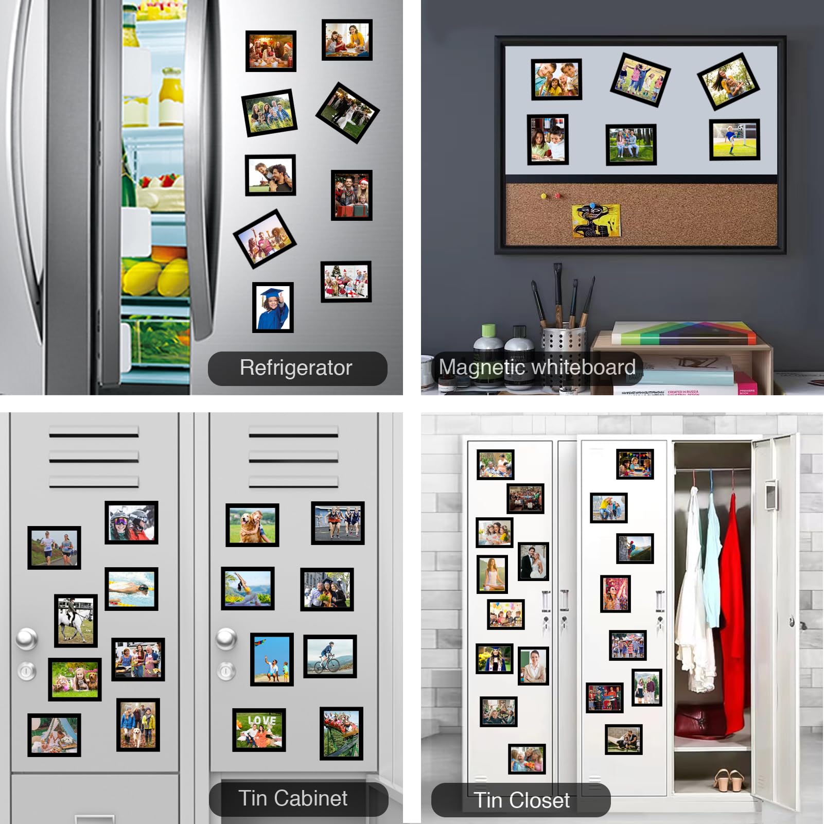 STTMGN Magnetic Picture Frames with Black Border(2.5"X3.5",12 Pack),Mini Wallet Size Magnet Photo Sleeves Pockets/Holder,Decorations for Home/Office/School/Classroom/Party