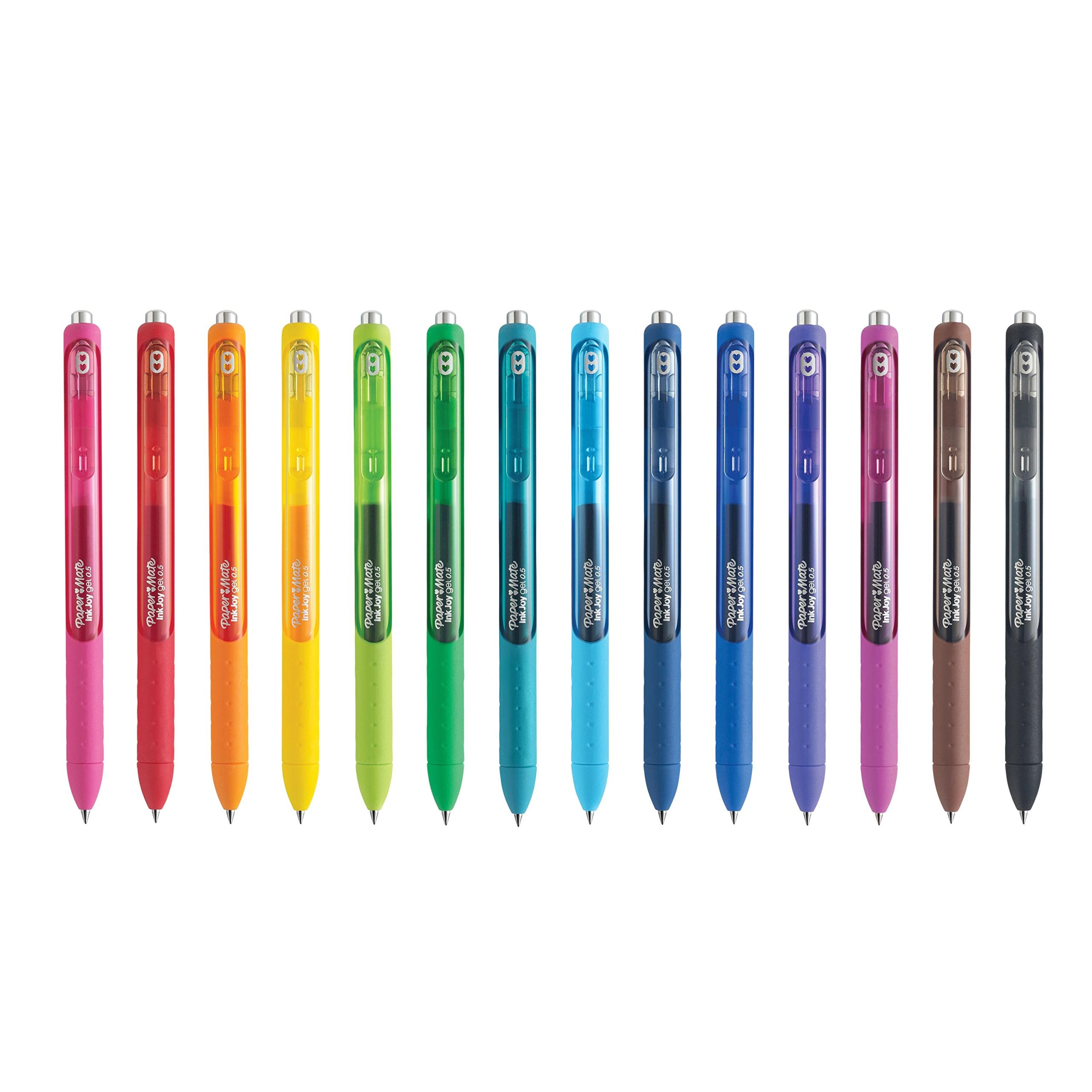 Paper Mate InkJoy Gel Pens, Retractable, Fine Point (0.5mm), Black Ink, 12 Count - Comfortable Grip, Writing, Teacher Supplies