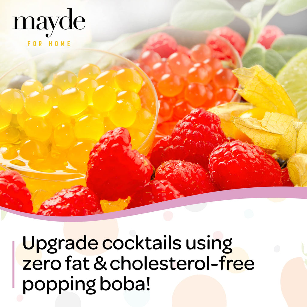Mayde Popping Boba Pearls Variety Pack, Boba Popping Pearls, Bursting Balls Party Kit, Strawberry, Mango, Passion Fruit, 490 gms, 3 Pack