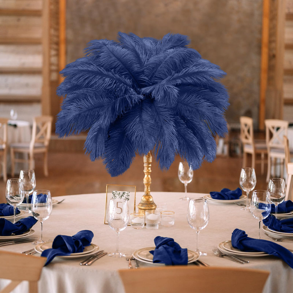 Retrowavy 50 Pcs 14-16 Inches Large Natural Ostrich Feathers Bulk for Centerpieces for Wedding Party Centerpieces Home Decoration Flower Arrangement (Black)
