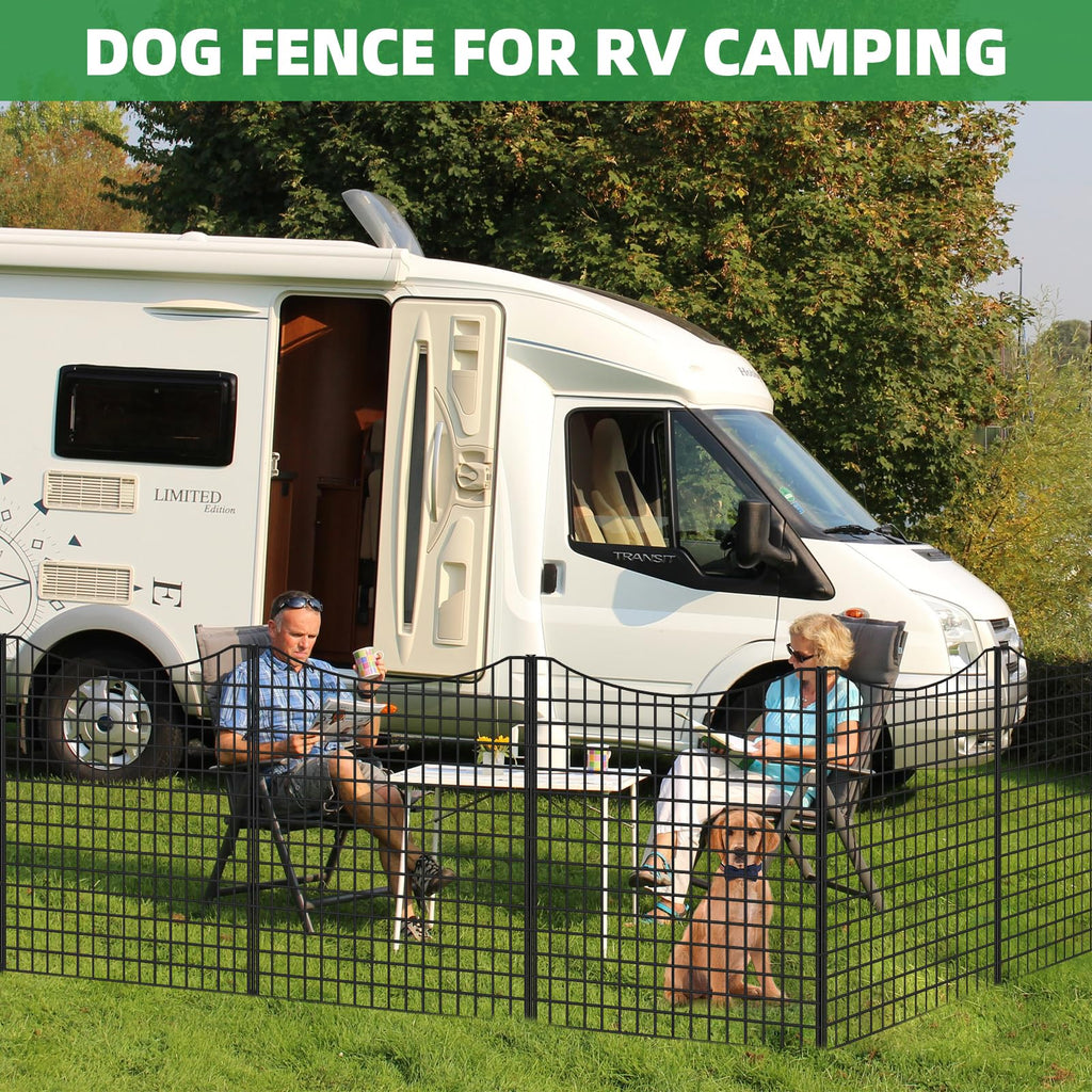 10 Panels Garden Fence Animal Barrier, 33 in(H) X 24 ft(L) Dog Fence Outdoor for Yard with Lock, Tall Metal Fencing with Ground Stakes, Temporary Fencing for Dog, Rabbits, and Patio Border