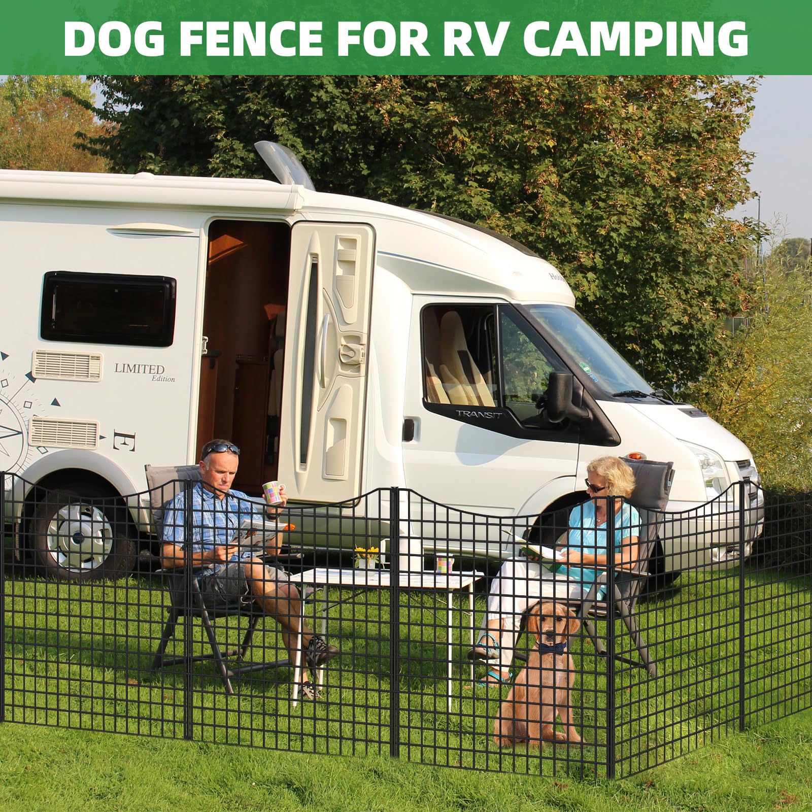 10 Panels Garden Fence Animal Barrier, 33 in(H) X 24 ft(L) Dog Fence Outdoor for Yard with Lock, Tall Metal Fencing with Ground Stakes, Temporary Fencing for Dog, Rabbits, and Patio Border