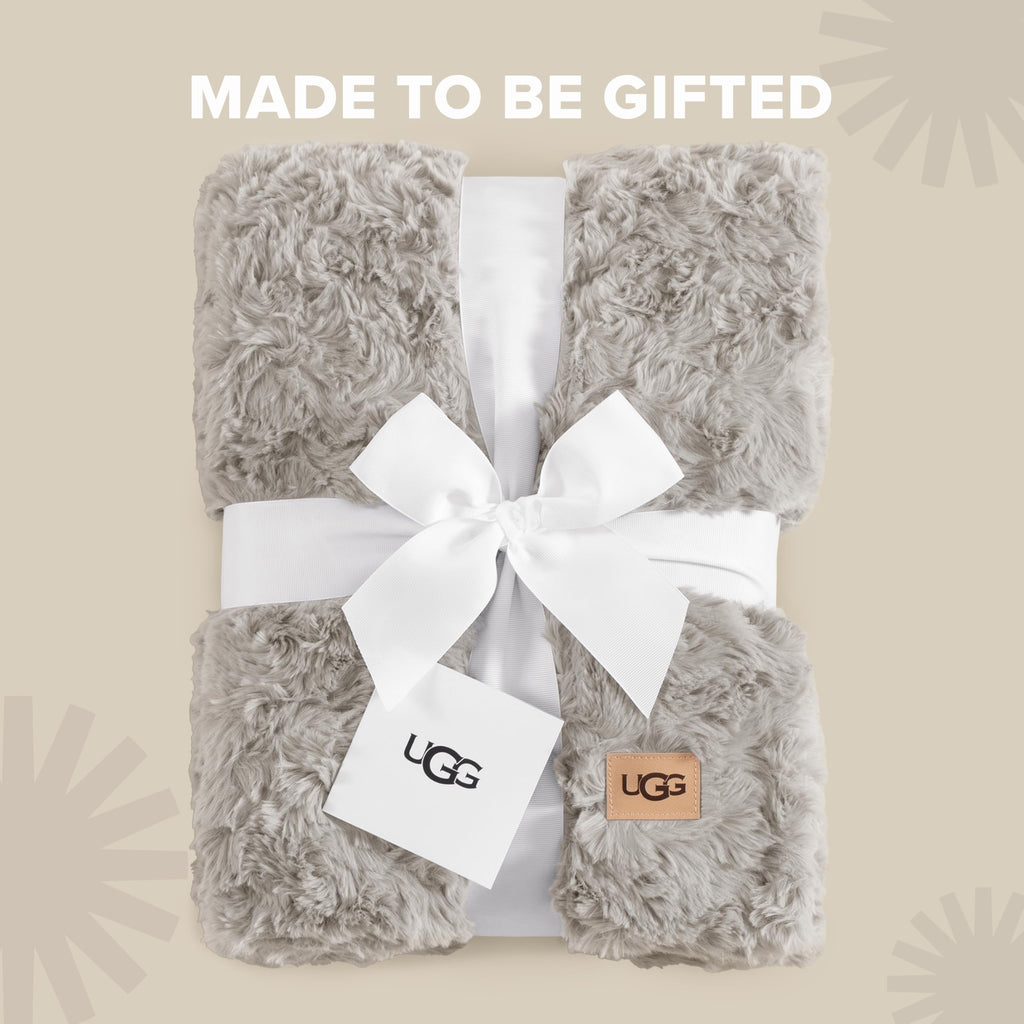 UGG Adalee Faux Fur Twin Size Blanket, Warm Cozy Blanket, Extra Large Throw for Sofa, Washable Bedding for Twin XL Size Bed, Cute Room Decor, 66" x 90", Oyster Brown