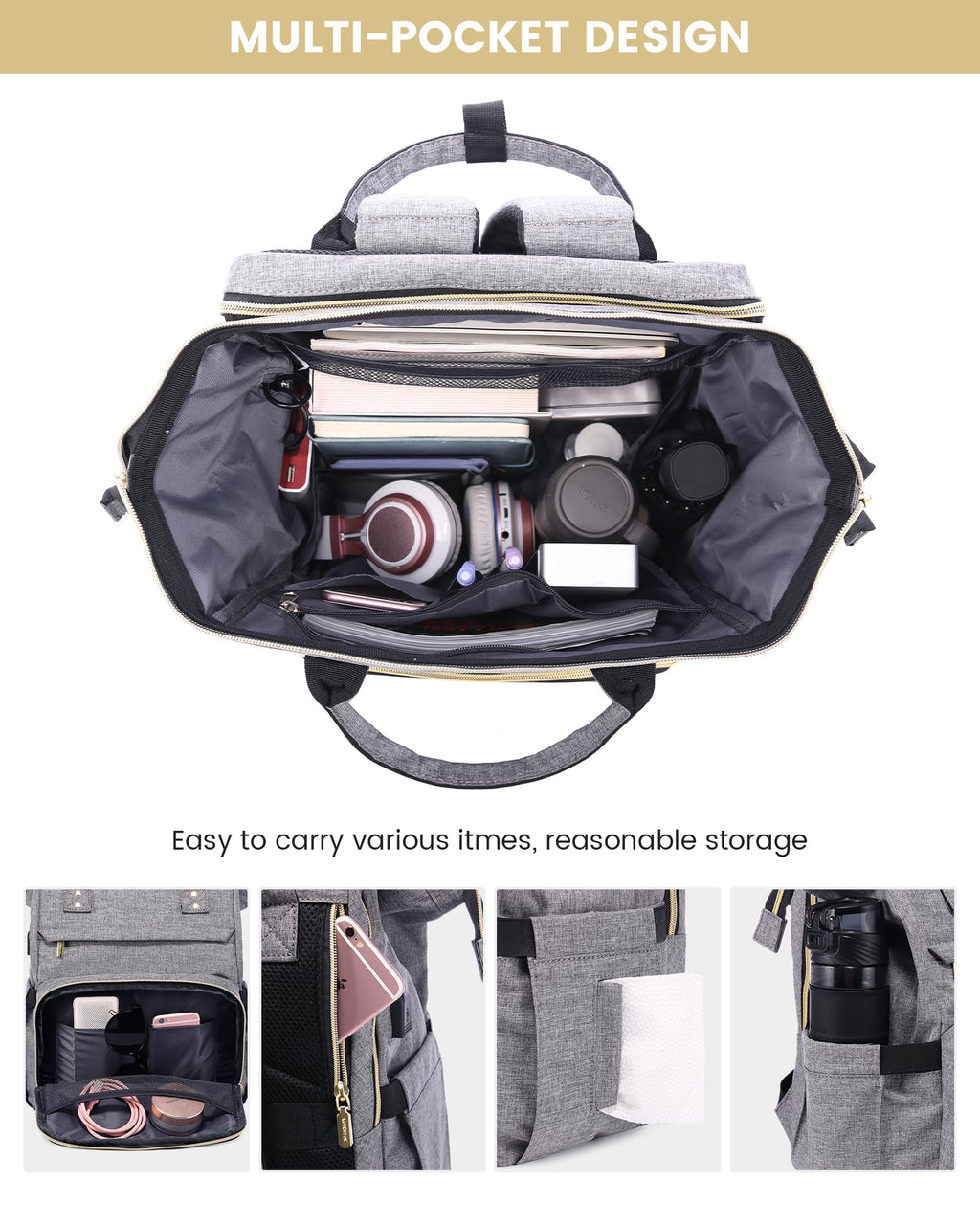 LOVEVOOK Laptop Backpack for Women with Giant Tumbler Holder Pocket, 15.6 Inch Work Daypack for Teacher Nurse, Computer College Bookbag Purse, Waterproof Travel Back Pack with USB Charging Port