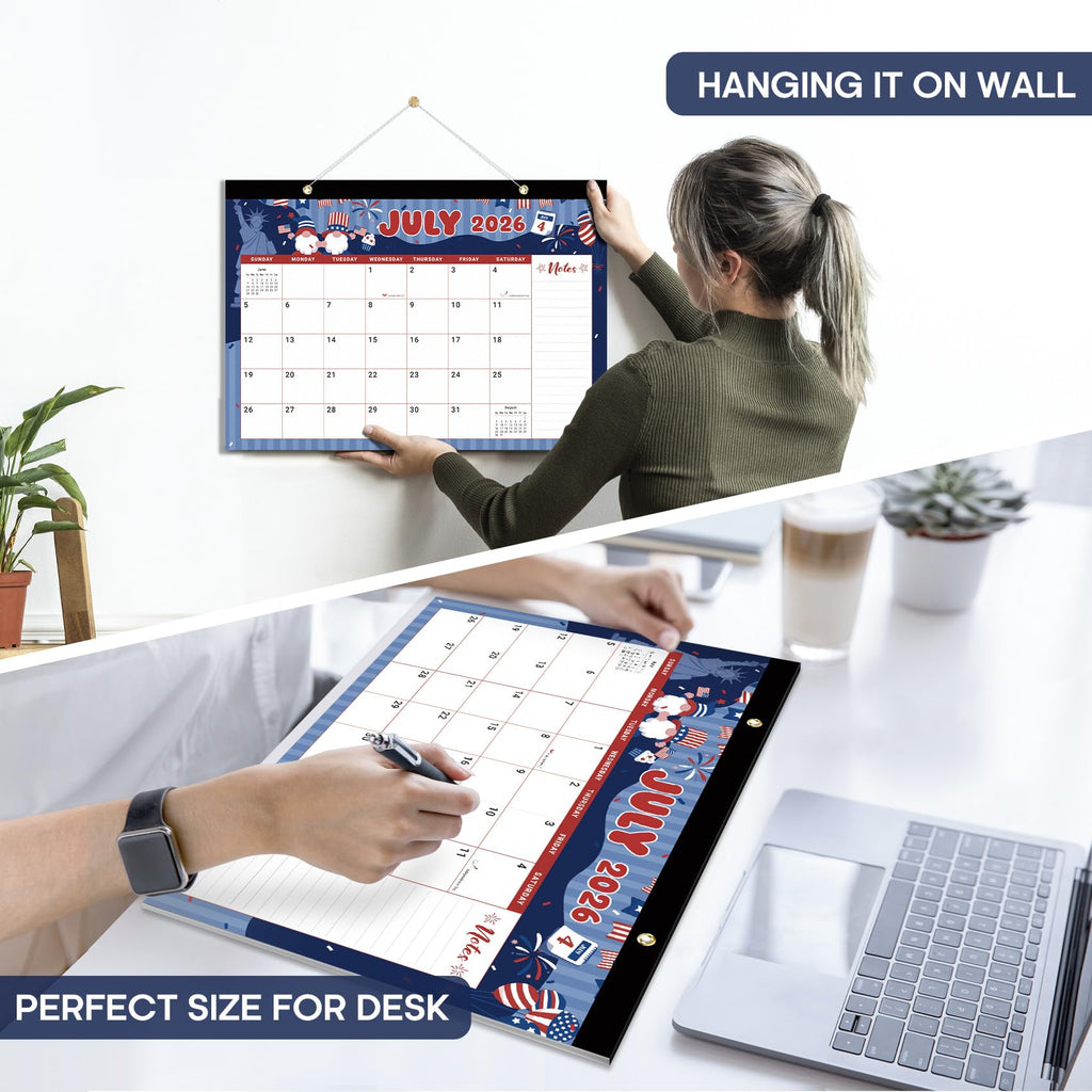Desk Calendar 2026-2027, 21-Month Calendar Runs Until June 2027, Large 17" x 12" Monthly Desktop & Wall Calendar for Home & Office - Floral