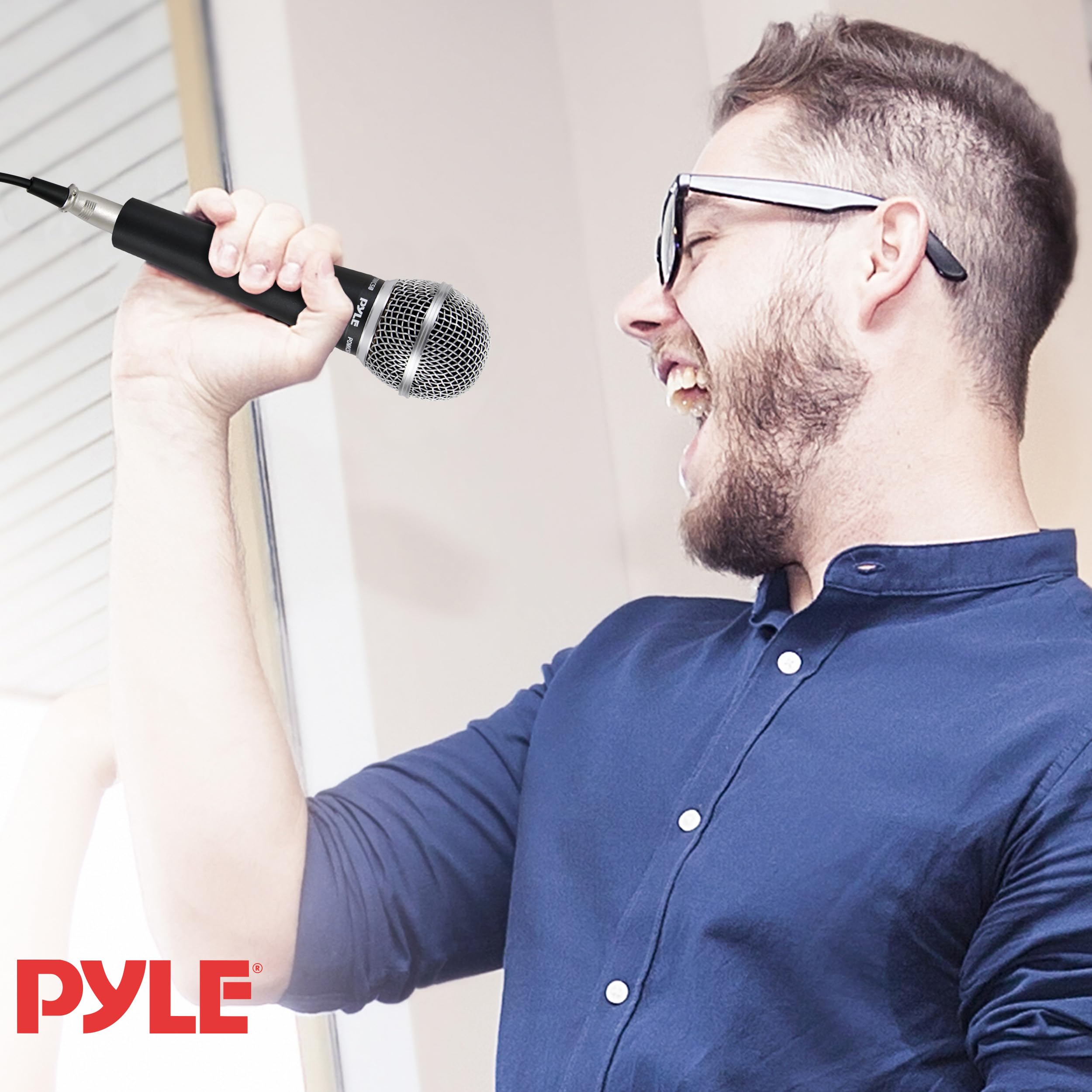 Pyle Microphone, Dynamic Cardioid, XLR Cable Included, Unidirectional, Rugged Construction, Built-in Pop Filter, Perfect for Stage & Studio, High Gain, Ultra-Wide Frequency Response, 15ft Cable