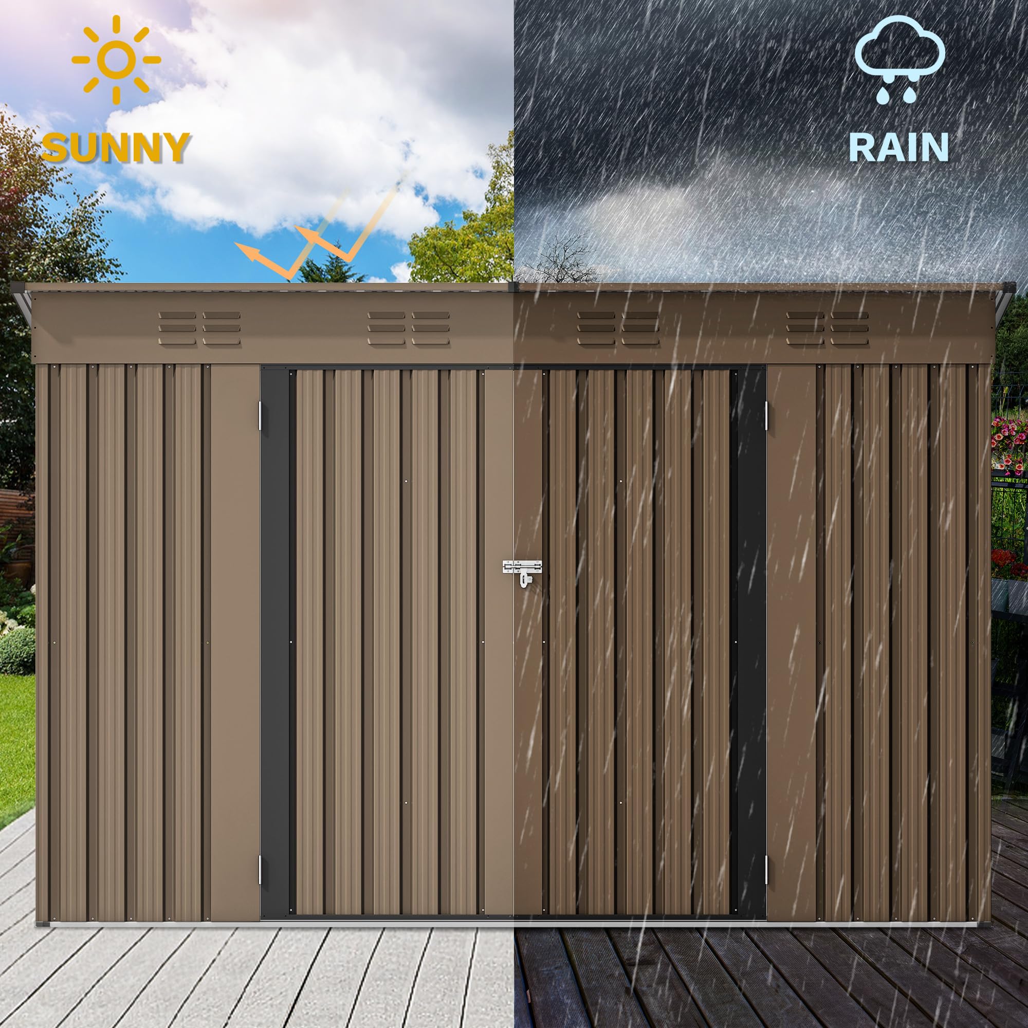 DWVO 6x4ft Outdoor Storage Shed, Lockable Metal Tool Storage Sheds, Waterproof Garden Sheds with Vents for Backyard, Patio, Garage, Lawn, Dark Gray