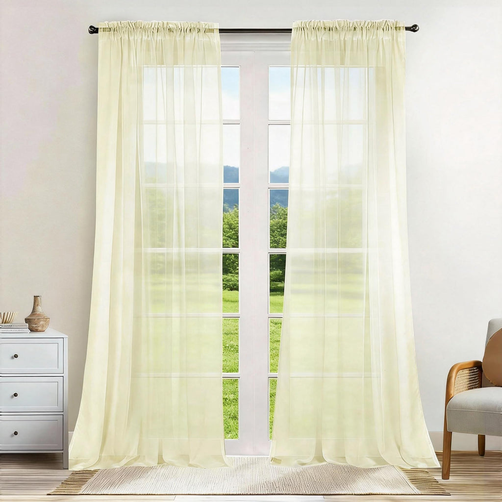 Dreaming Casa Solid Sheer Curtains 84 Inches Long Grey Rod Pocket Voile Draperies for Bedroom Living Room, 2 Panels, Each 42" W x 84" L