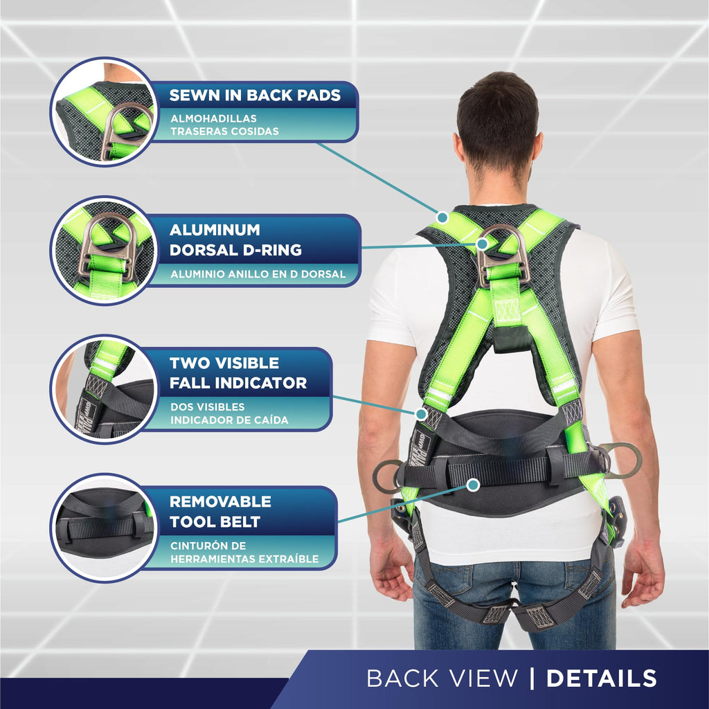 Palmer Safety Hammerhead 5pt Safety Harness Back Padded, QCB Chest, Tongue Buckel Legs Straps, Back & Side D-Rings