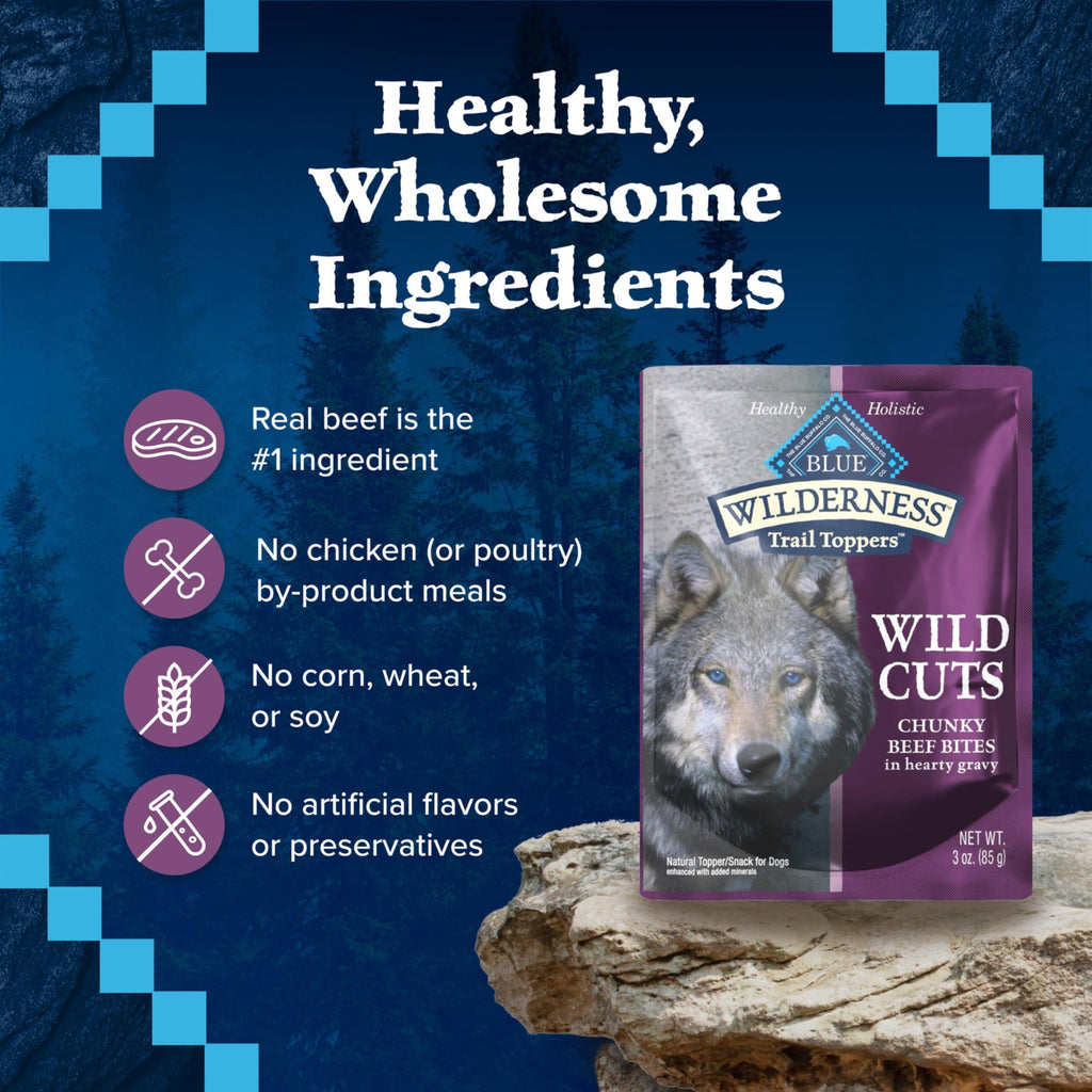 Blue Buffalo Wilderness Wild Cuts Trail Toppers Chunky Bites In Hearty Gravy - Beef - 3 Oz