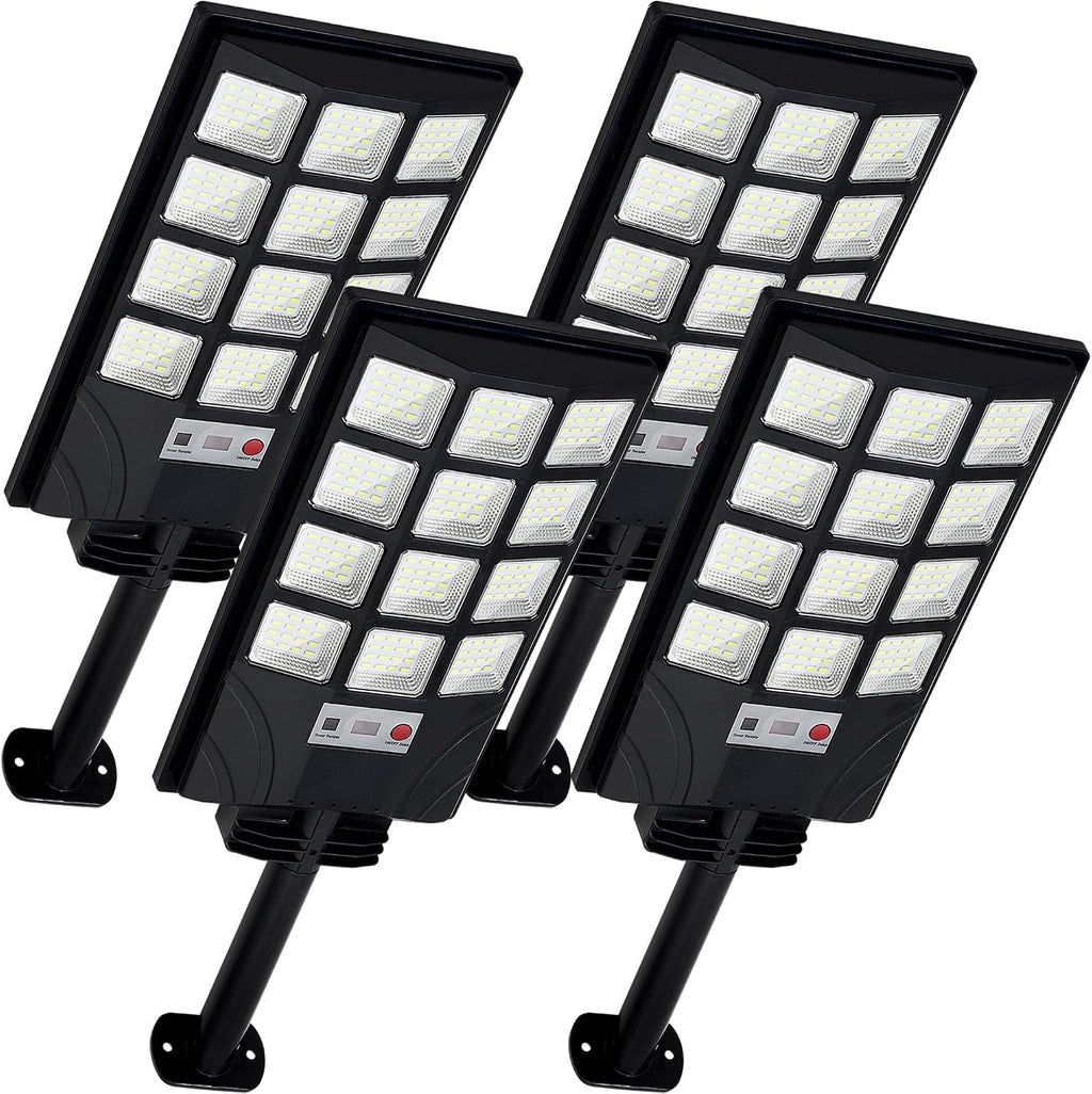 Solar Lights Outdoor for Outside, IP66 Waterproof Solar Street Lights Outdoor with Motion Sensor & Dusk to Dawn, 6500K Security Flood Light for Yard Garden with Remote Control - 4PACK
