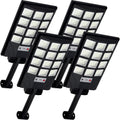Solar Lights Outdoor for Outside, IP66 Waterproof Solar Street Lights Outdoor with Motion Sensor & Dusk to Dawn, 6500K Security Flood Light for Yard Garden with Remote Control - 4PACK