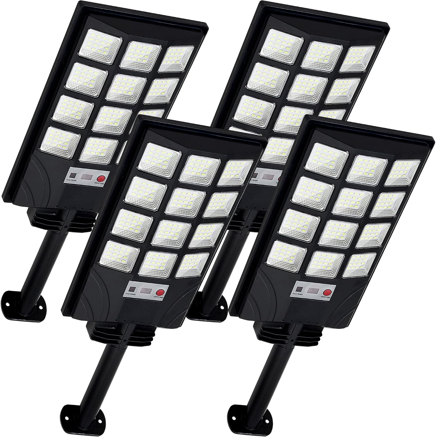 Solar Lights Outdoor for Outside, IP66 Waterproof Solar Street Lights Outdoor with Motion Sensor & Dusk to Dawn, 6500K Security Flood Light for Yard Garden with Remote Control - 4PACK