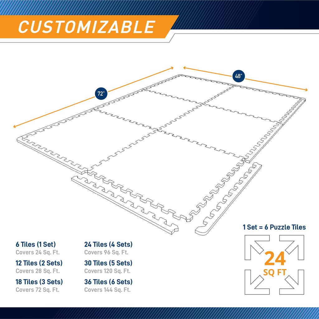 Marcy EVA Foam Interlocking Flooring Mat High Density Non-Slip Tiles for Fitness Equipment, Workout Cushion and Floor Protection