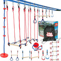 Double Slackline Obstacle Course - 110 Ft Line - Ninja Warrior Course with Monkey Bars for Kids - Patented Double Line Design (110' Ultimate Warrior Set, with Rickety Bridge)