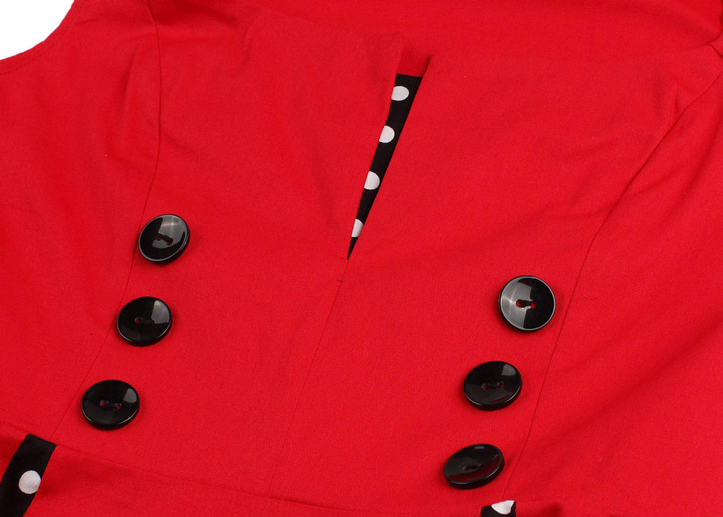 Nihsatin Vintage 1950s Retro Rockabilly Swing Dress Polka Dots Cocktail Dress with Belt