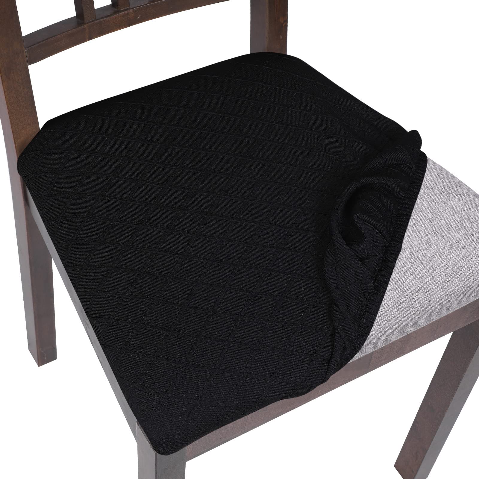 SearchI Seat Covers for Dining Room Chairs Stretch Printed Chair Seat Covers Set of 2, Removable Washable Upholstered Chair Seat Protector Cushion Slipcovers for Kitchen, Office(Ball Flower)