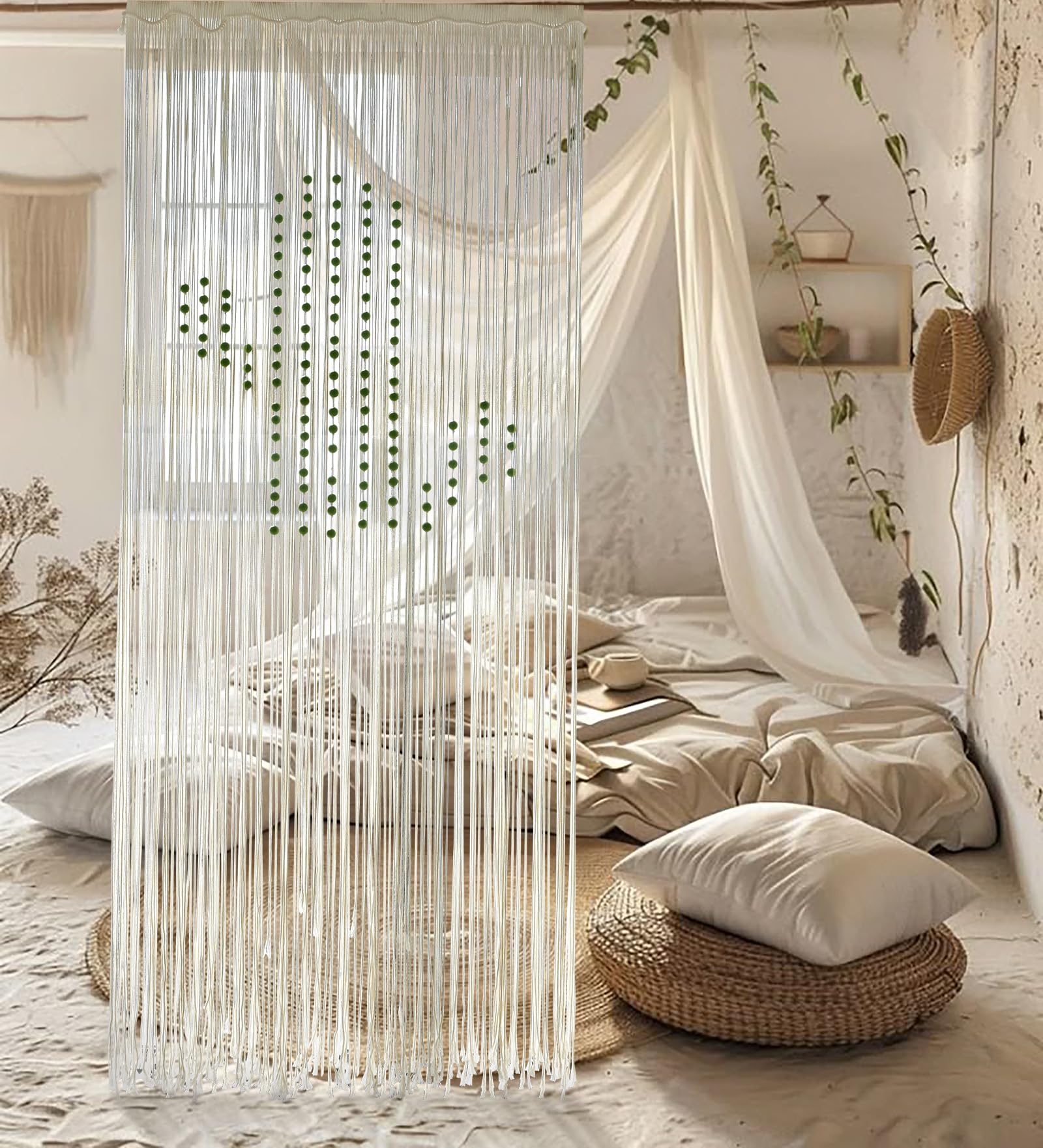 Flber Macrame Curtain Window Macrame Room Divider Doorway Curtain Boho Macrame Wall Hanging Living Room Bedroom Decor 42" W x 75" H