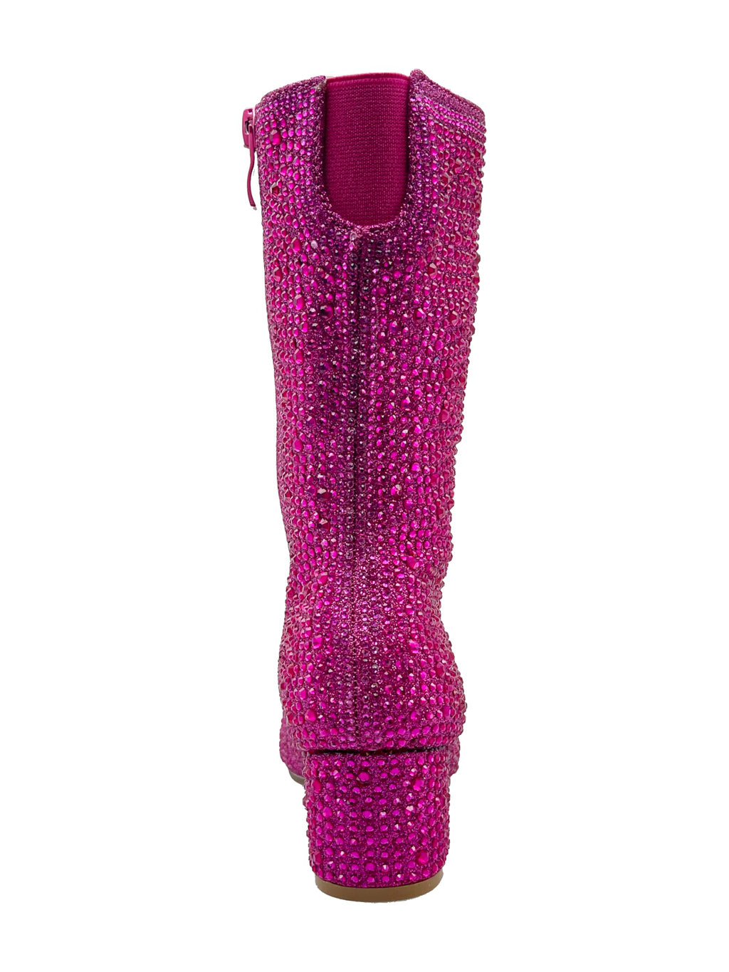 ABSOLEX Girl's Rhinestone Round Toe Knee High Chunky Low Heel Boot