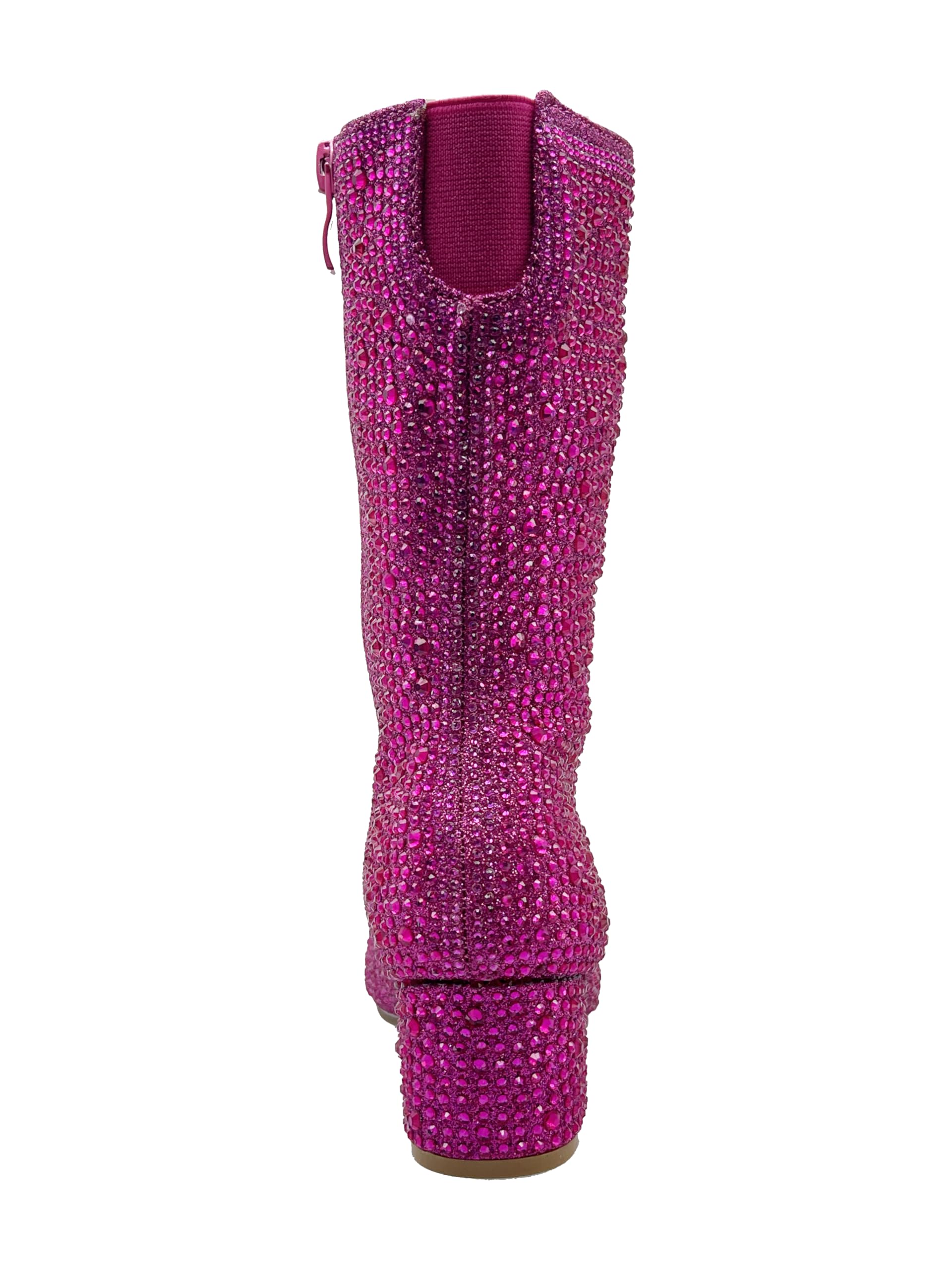 ABSOLEX Girl's Rhinestone Round Toe Knee High Chunky Low Heel Boot