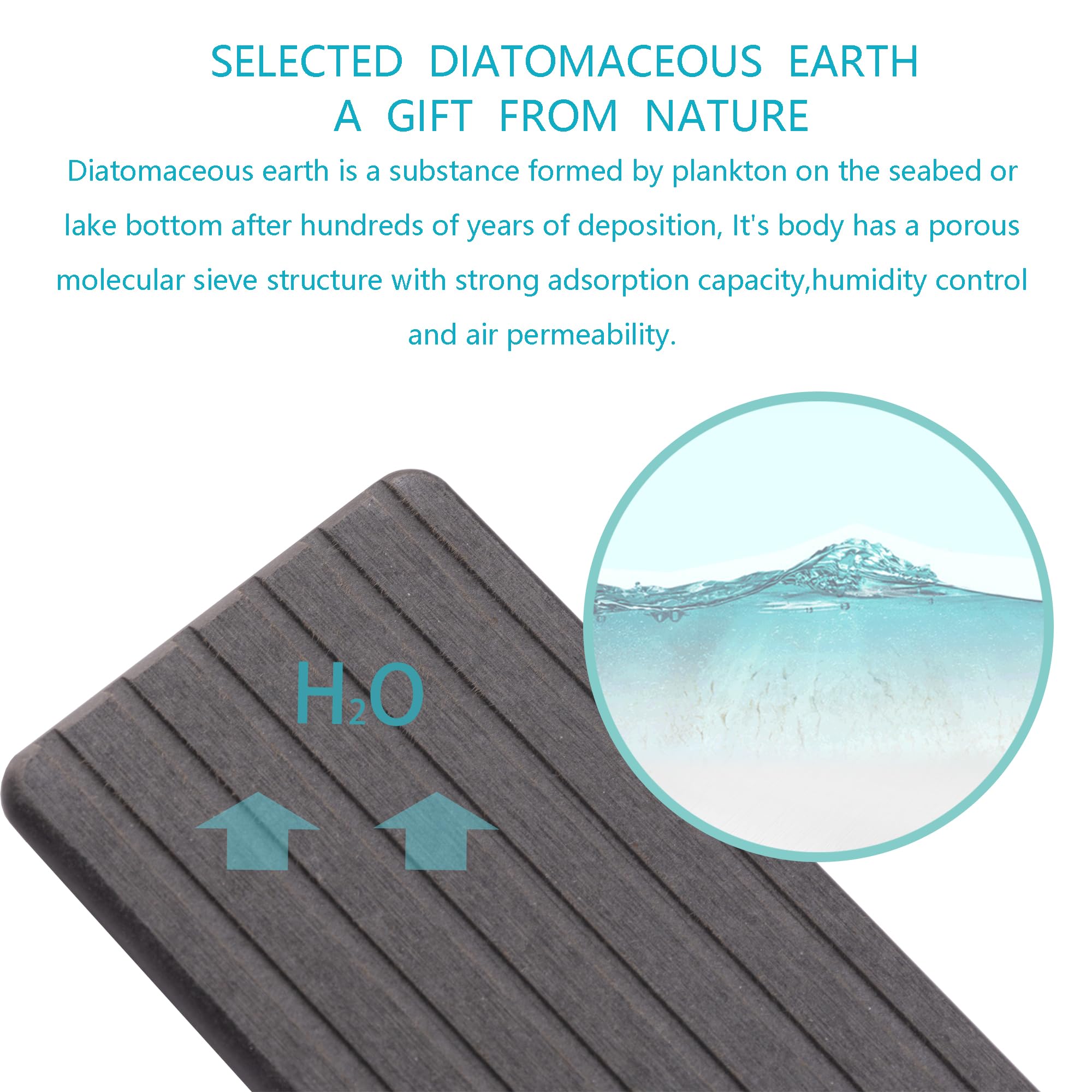 NiuYichee 2 PCS Water Absorbent diatomite Coasters, 7.1" x 3.5" Water Absorbing Stone Tray for Sink, Stone Drying mat for Kitchen Counter, Stone soap Tray Used for Hand Soaps & toiletries & Plants