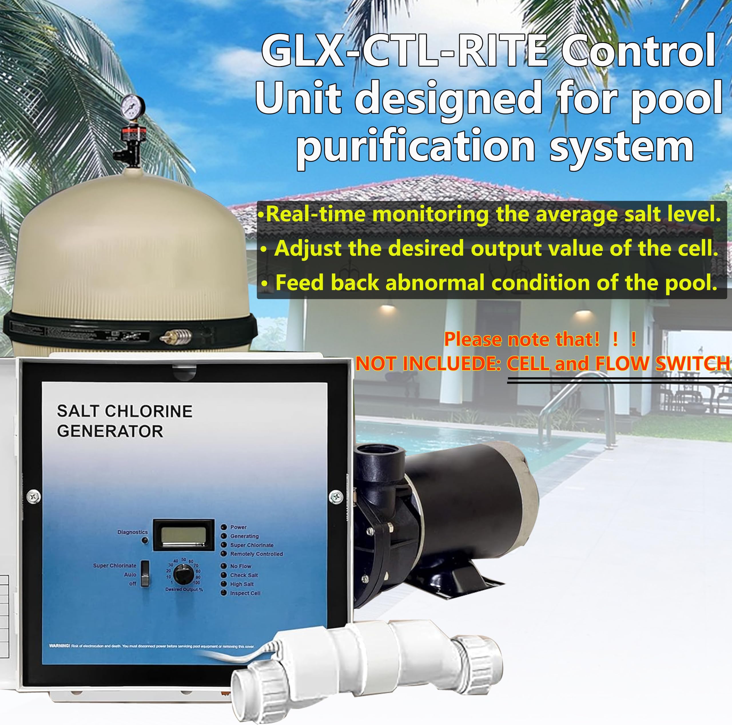 2026 New Upgraded GLX-PCB-RITE Main Circuit Board & GLX-PCB-DSP Display Board，Compatible with Hayward Goldline Aqua Rite Salt Chlorine Generators，Replacement for Hayward aquarite Circuit Board
